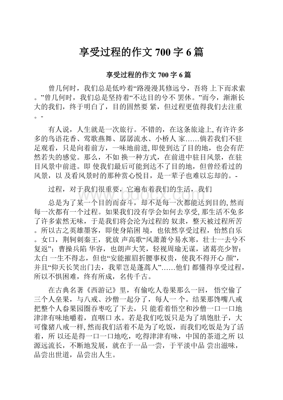 享受过程的作文700字6篇.docx