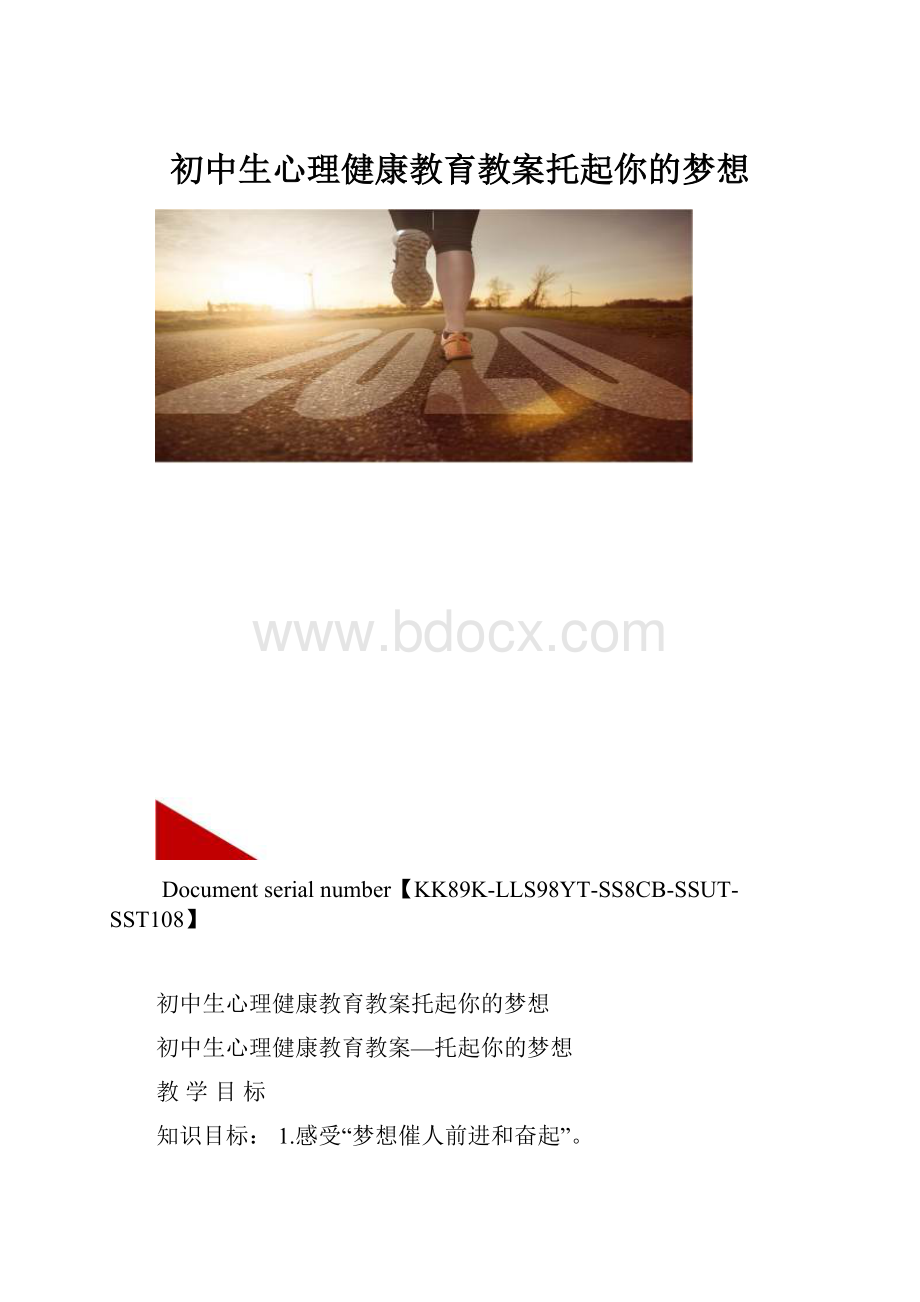 初中生心理健康教育教案托起你的梦想.docx