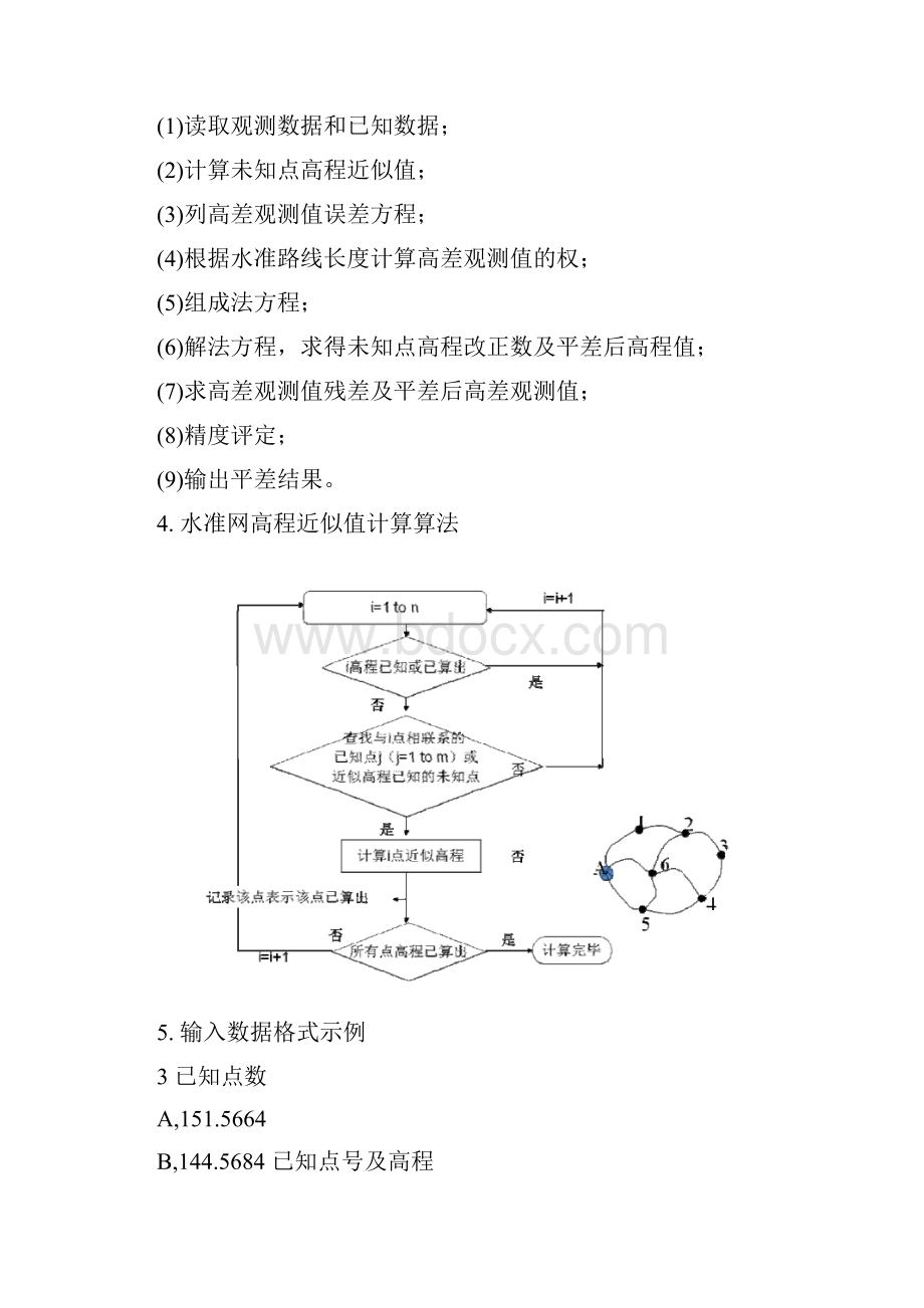 测绘程序设计实验八水准网平差程序设计报告.docx_第3页