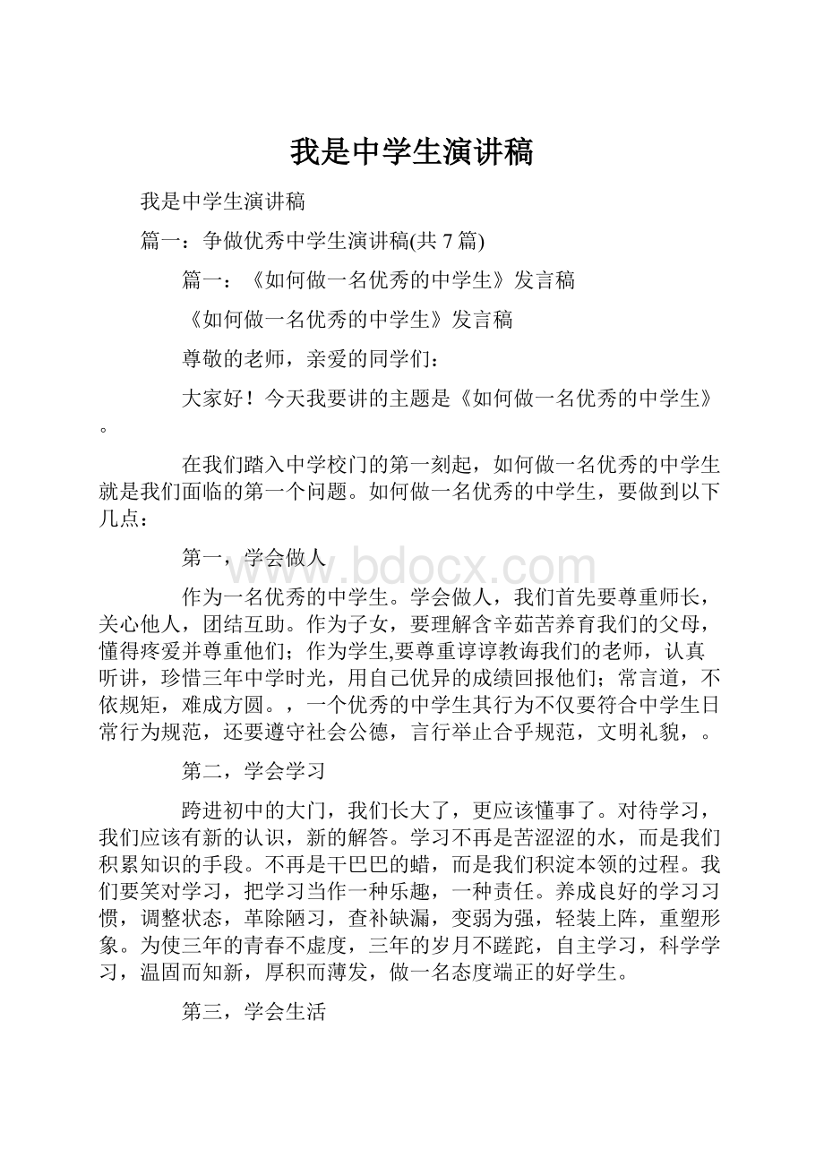 我是中学生演讲稿.docx