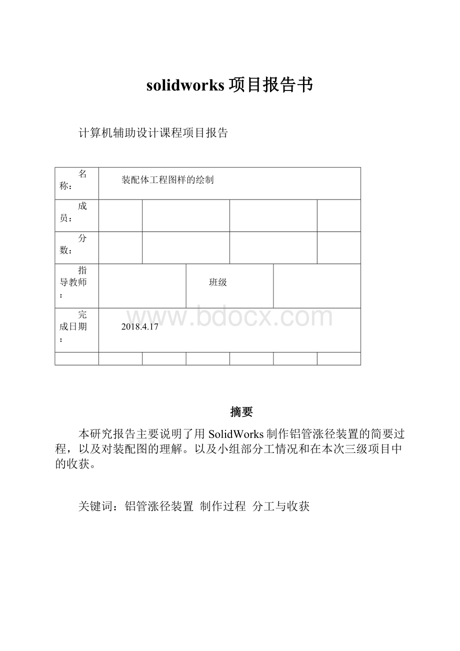 solidworks项目报告书.docx