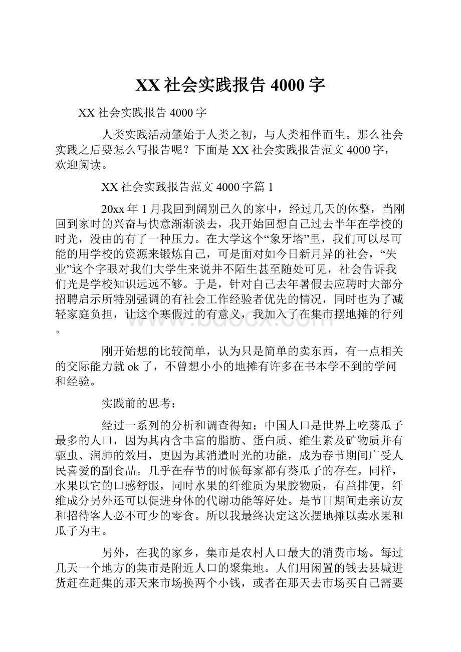 XX社会实践报告4000字.docx