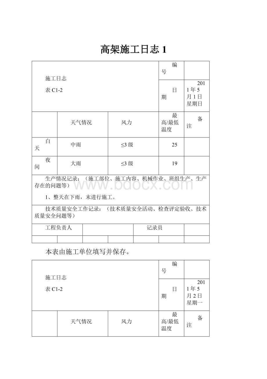 高架施工日志1.docx_第1页