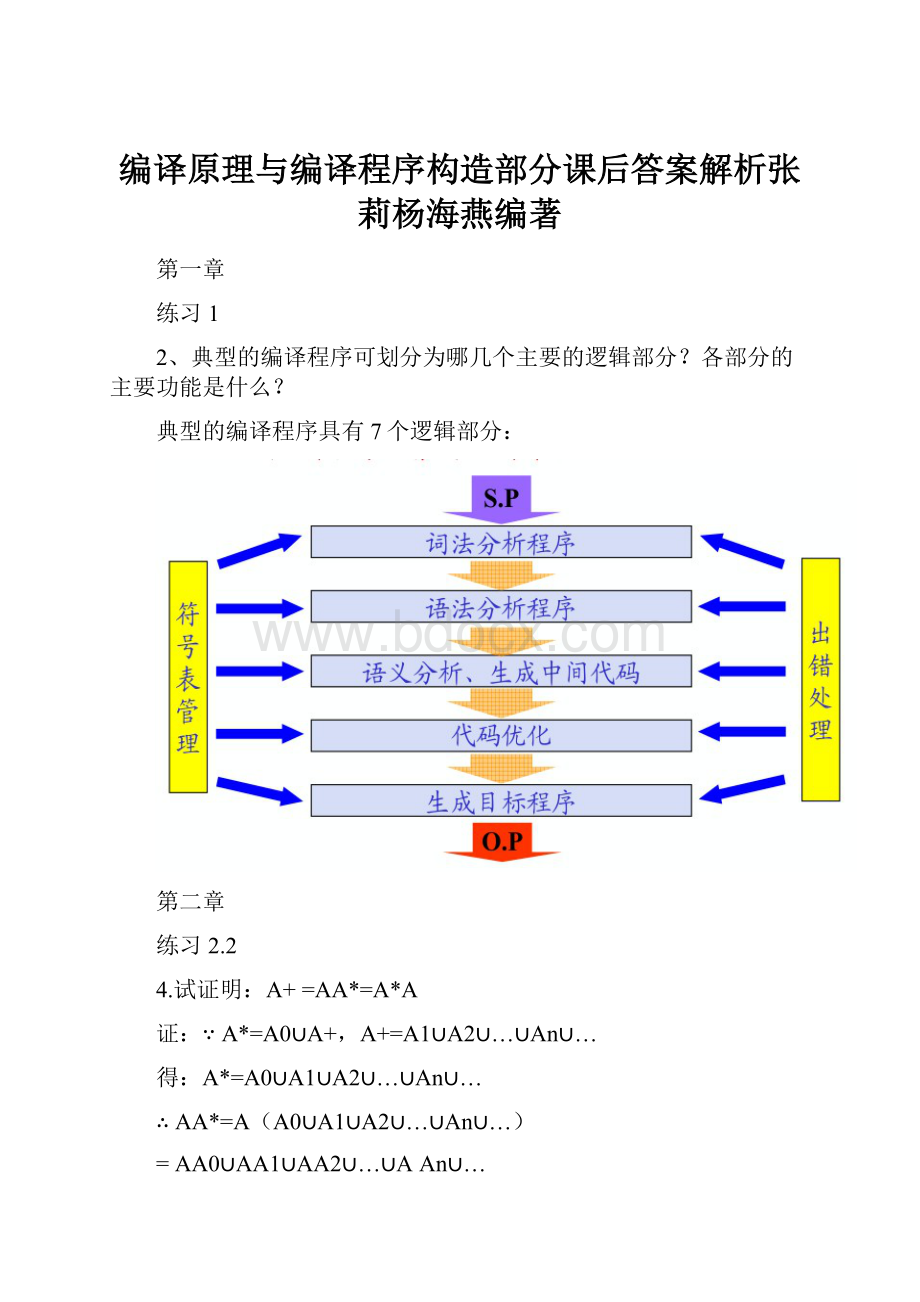 编译原理与编译程序构造部分课后答案解析张莉杨海燕编著.docx_第1页