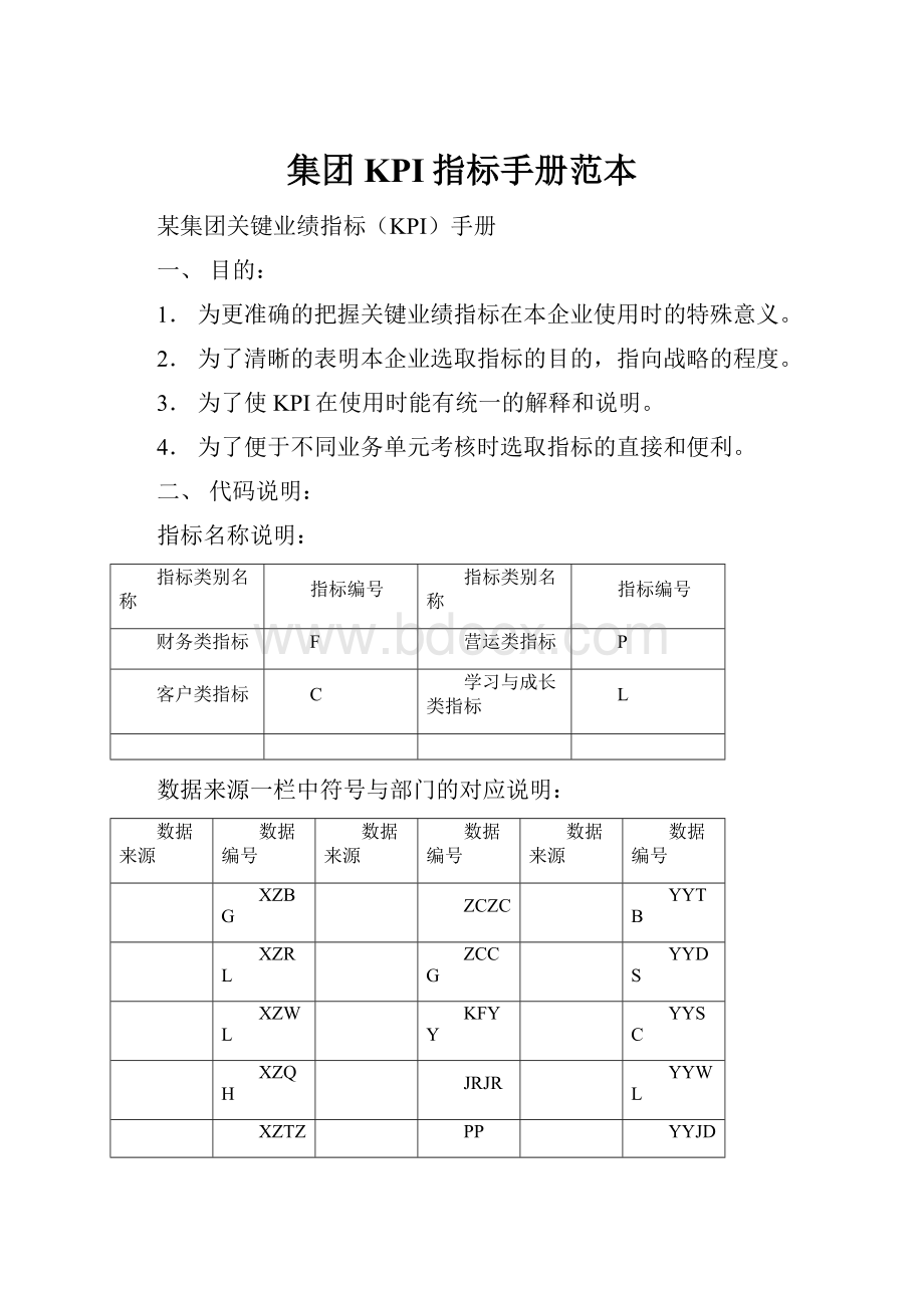 集团KPI指标手册范本.docx_第1页