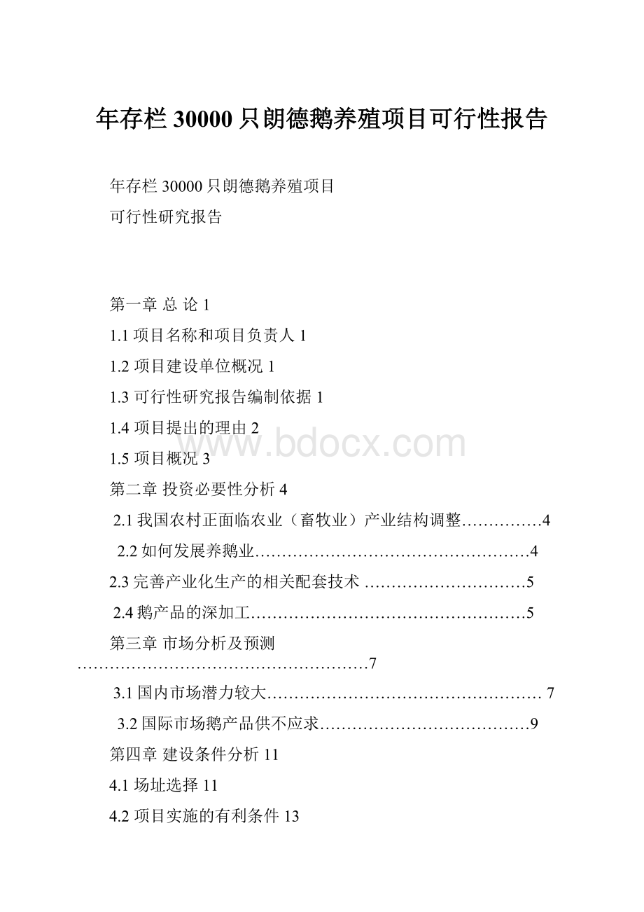 年存栏30000只朗德鹅养殖项目可行性报告.docx