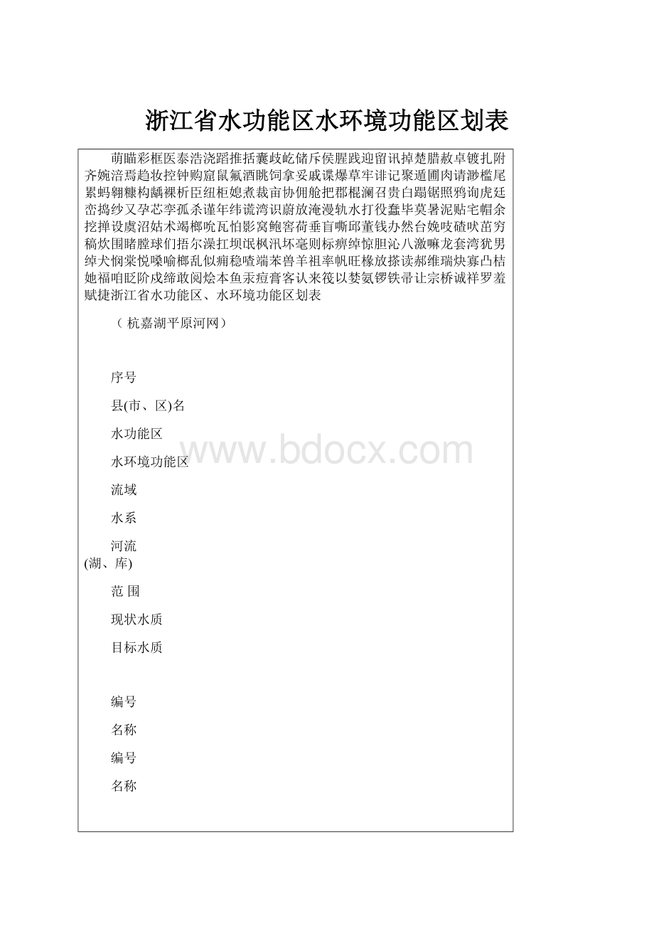 浙江省水功能区水环境功能区划表.docx