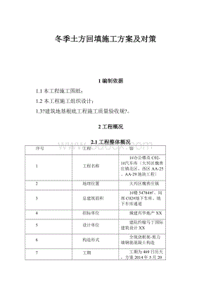 冬季土方回填施工方案及对策.docx