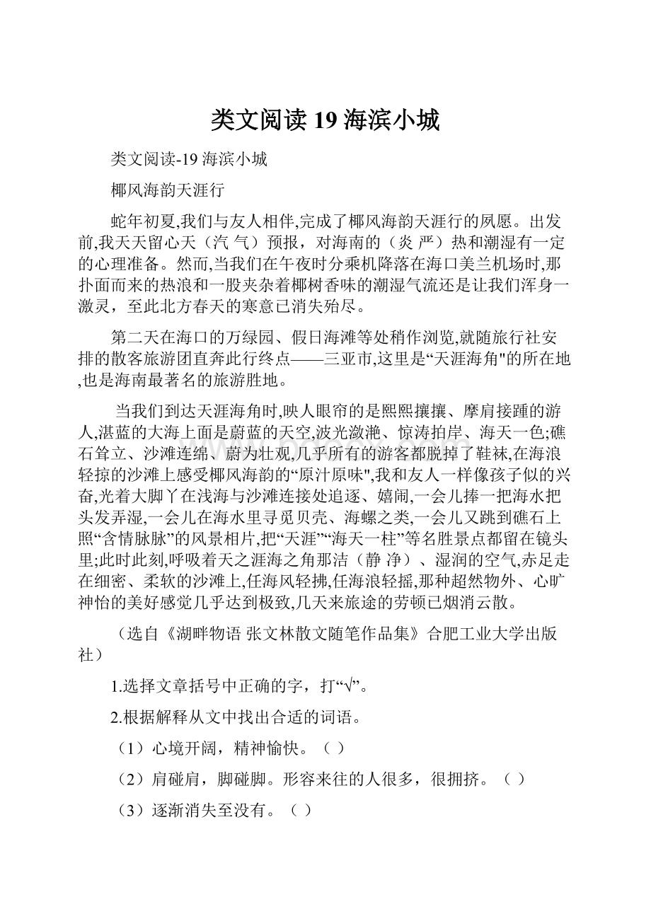 类文阅读19 海滨小城.docx_第1页