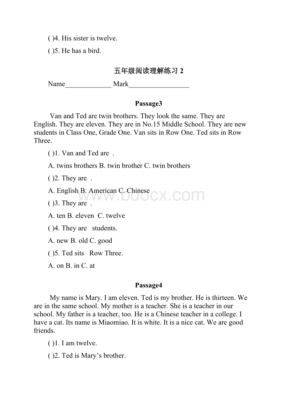 小学英语五年级阅读理解适应各个版本教材.docx_第2页