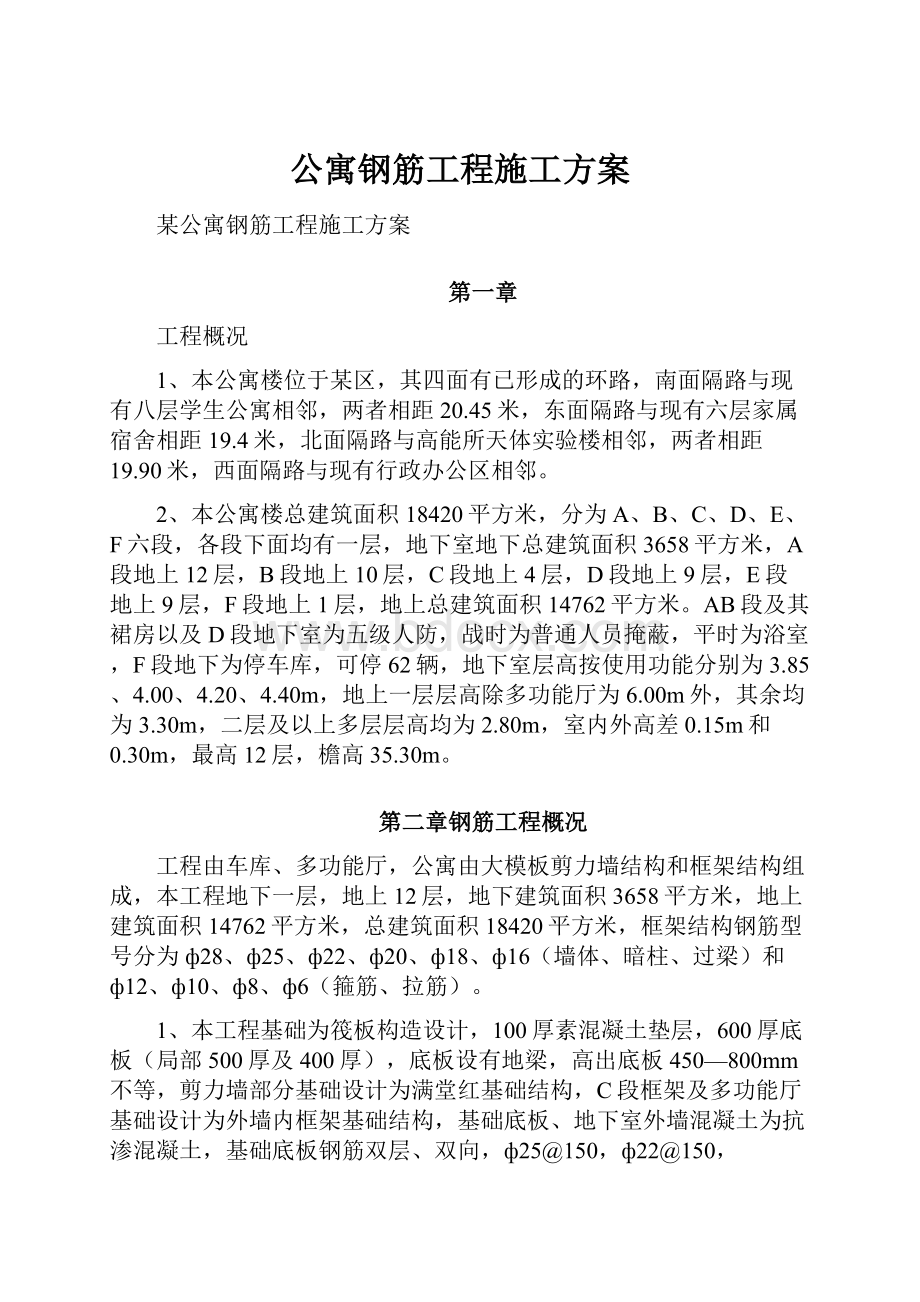 公寓钢筋工程施工方案.docx