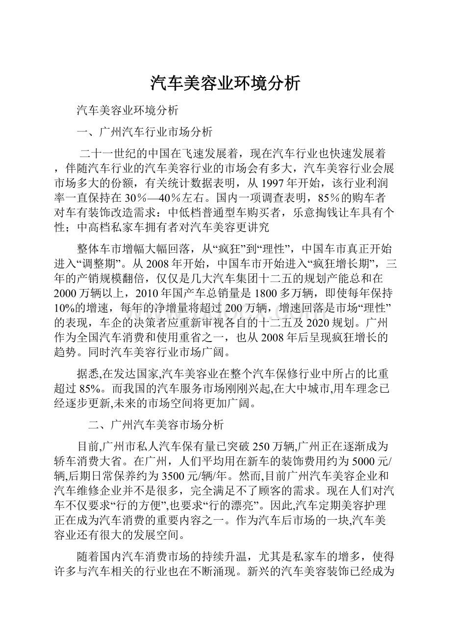 汽车美容业环境分析.docx_第1页