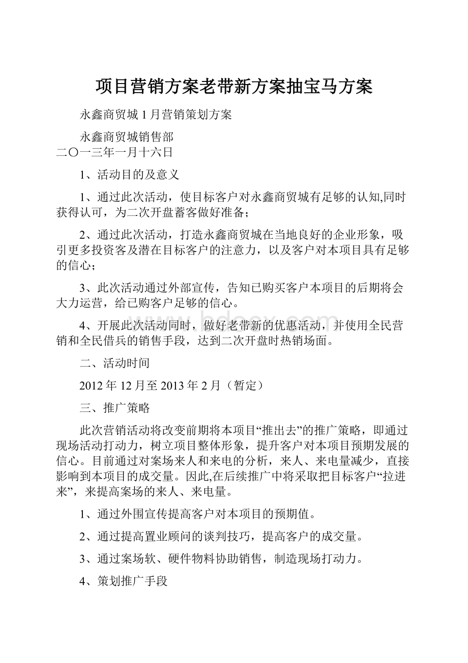 项目营销方案老带新方案抽宝马方案.docx