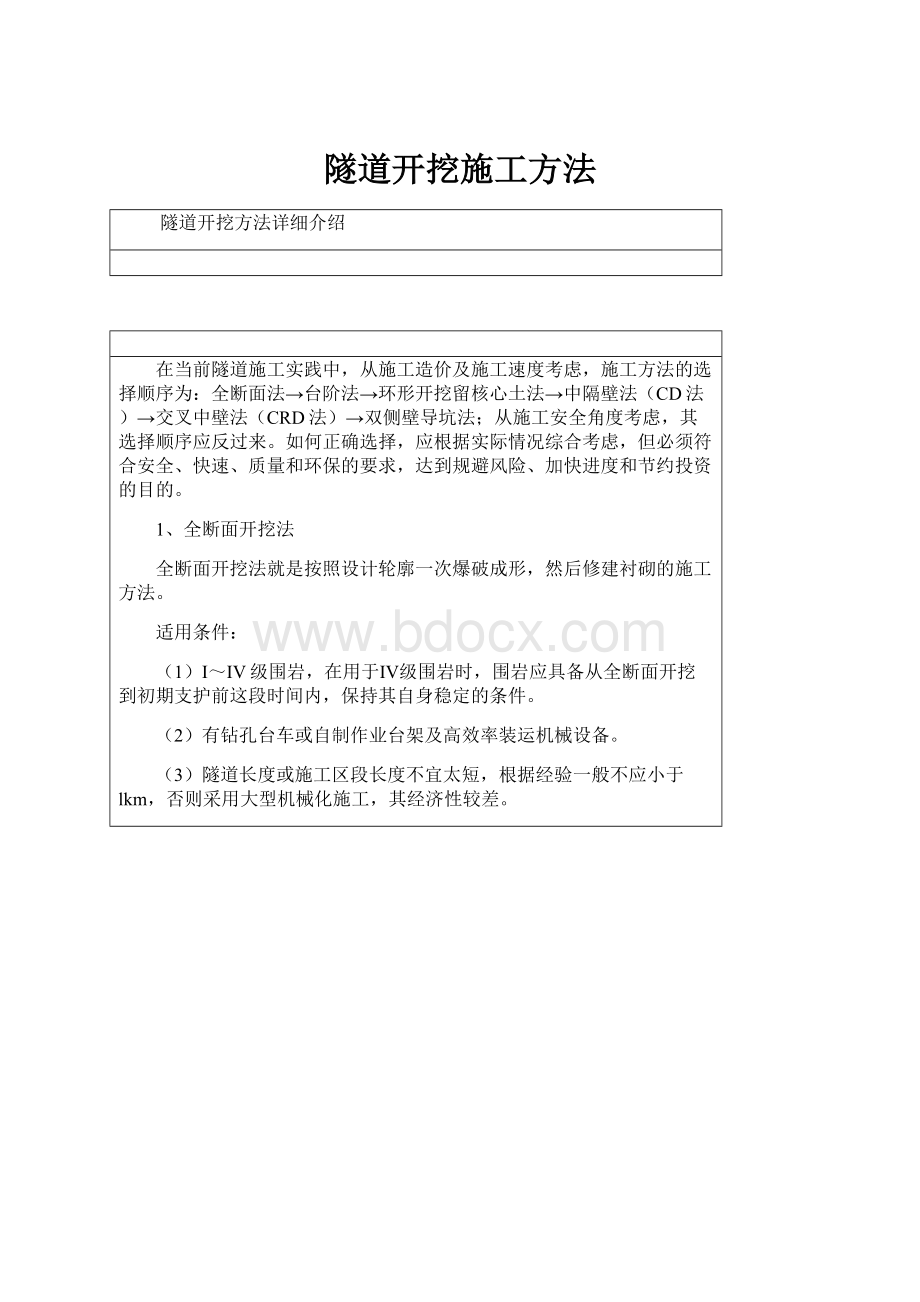 隧道开挖施工方法.docx