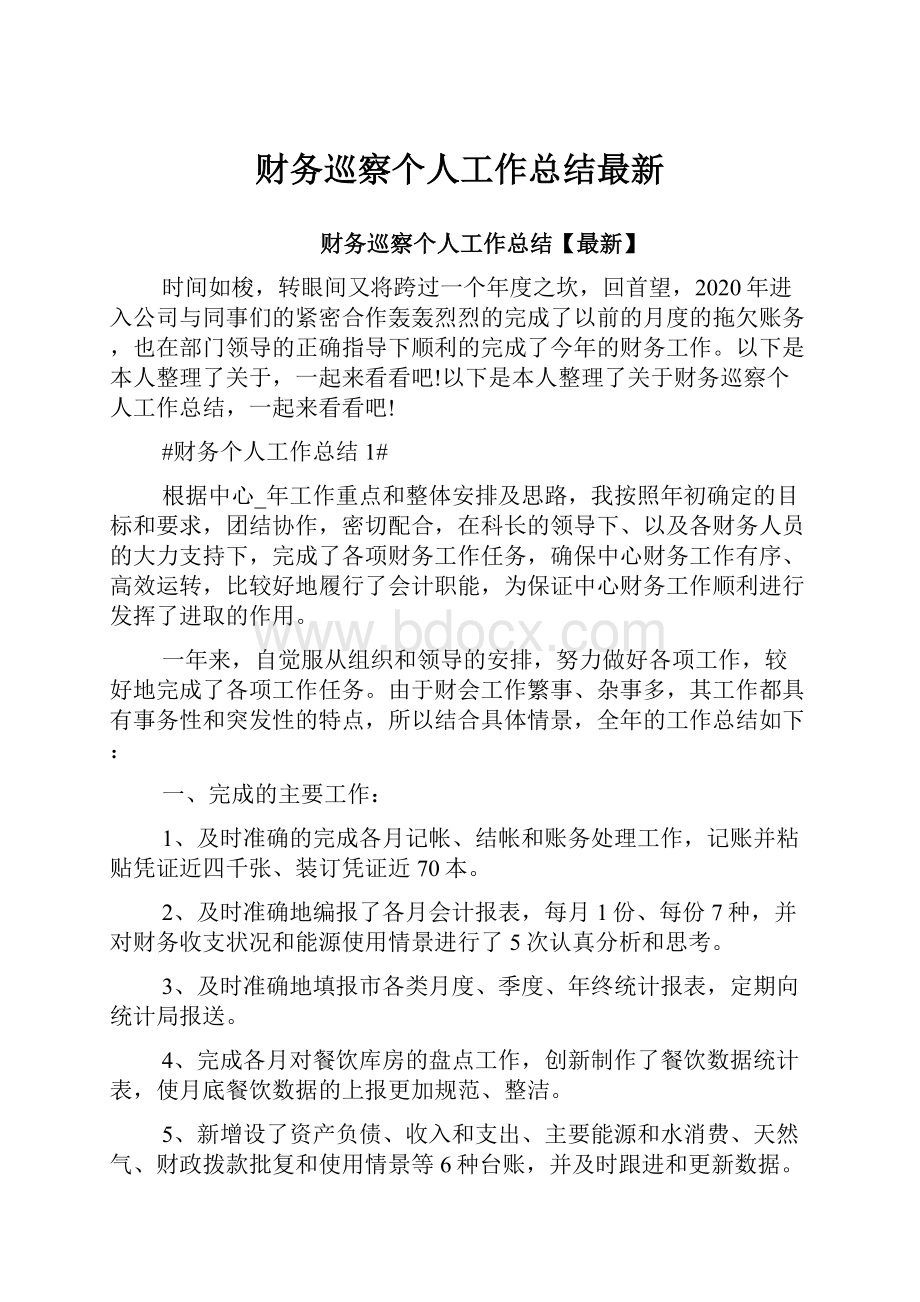 财务巡察个人工作总结最新.docx