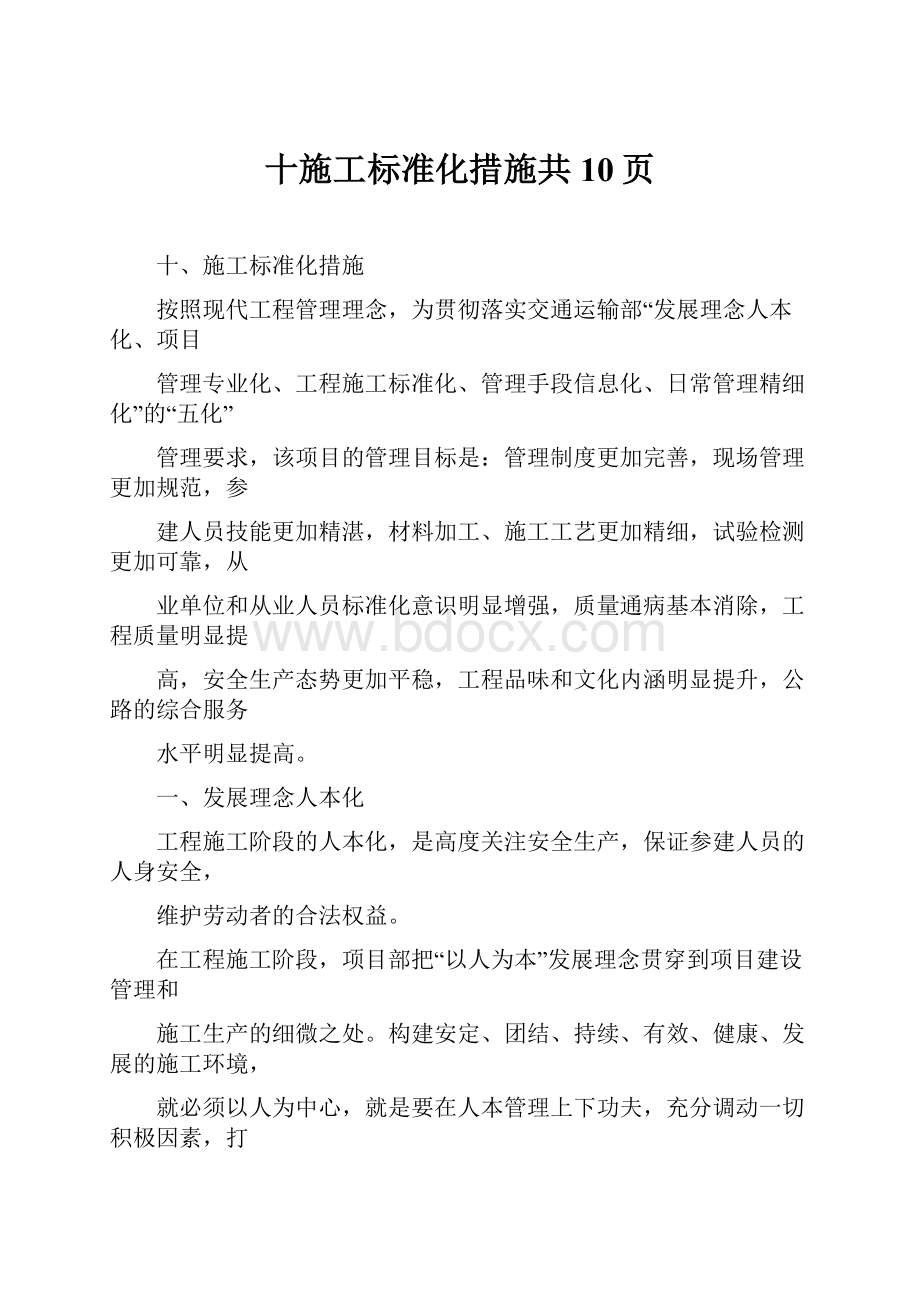 十施工标准化措施共10页.docx_第1页