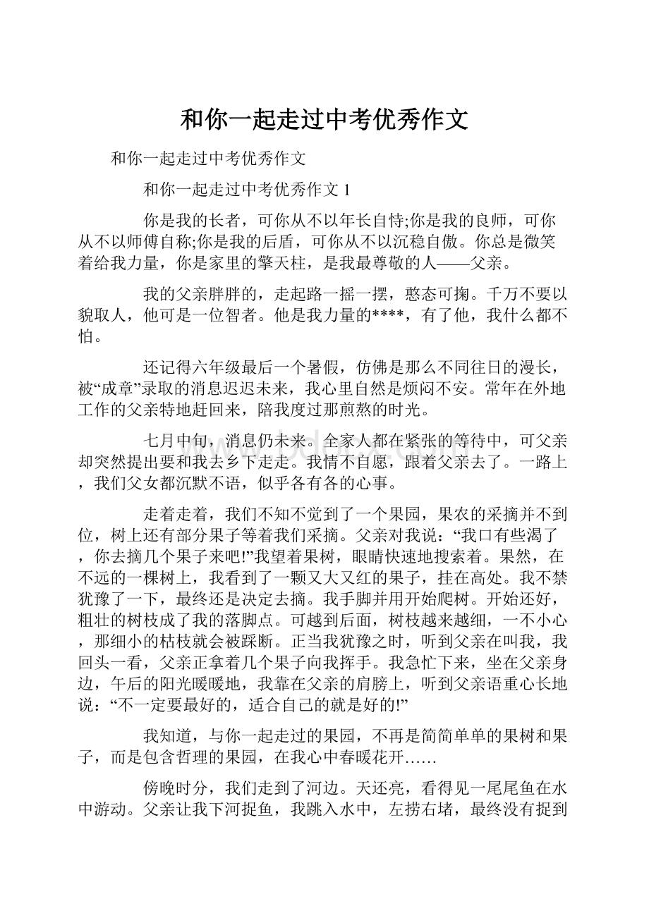 和你一起走过中考优秀作文.docx_第1页