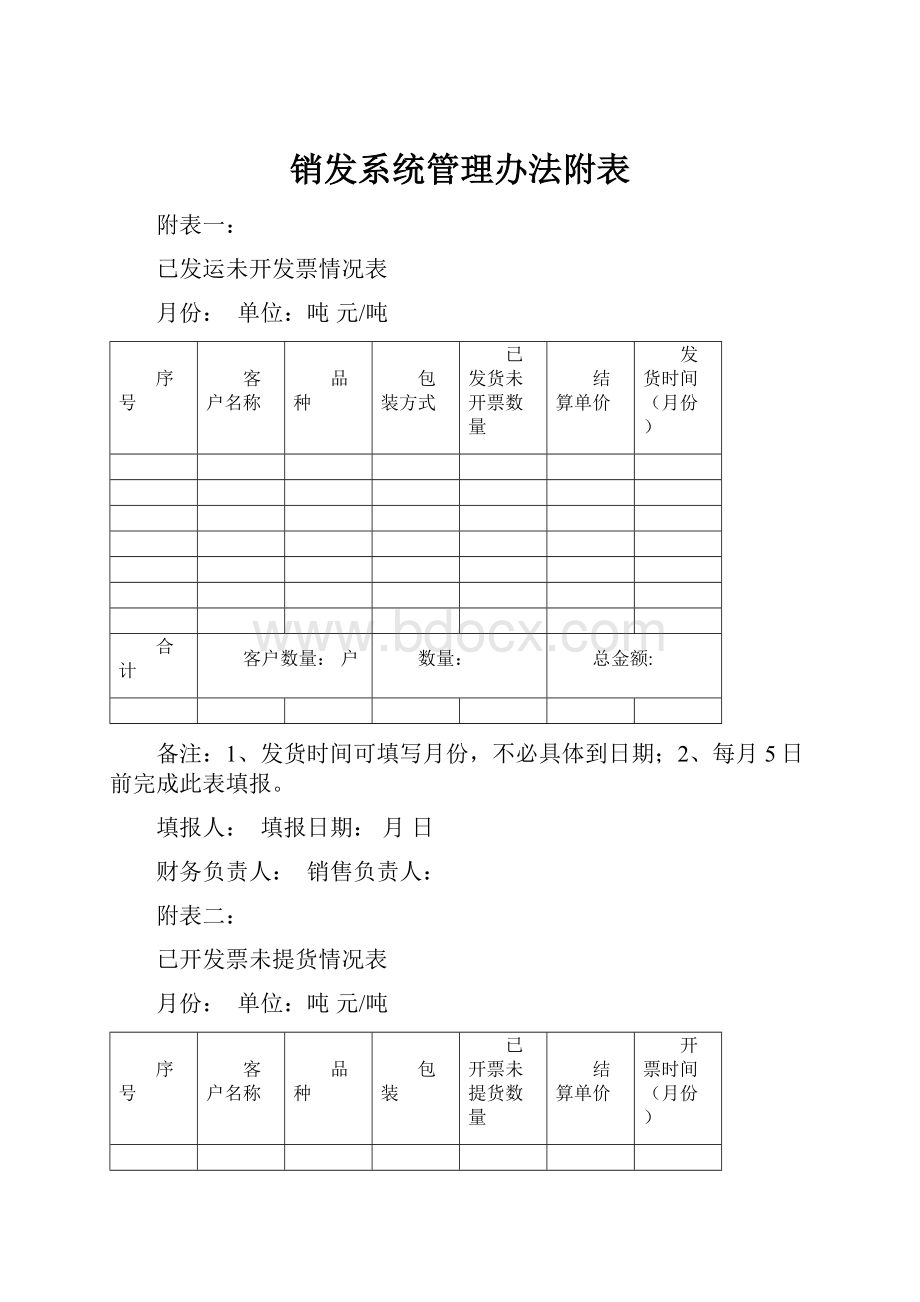 销发系统管理办法附表.docx