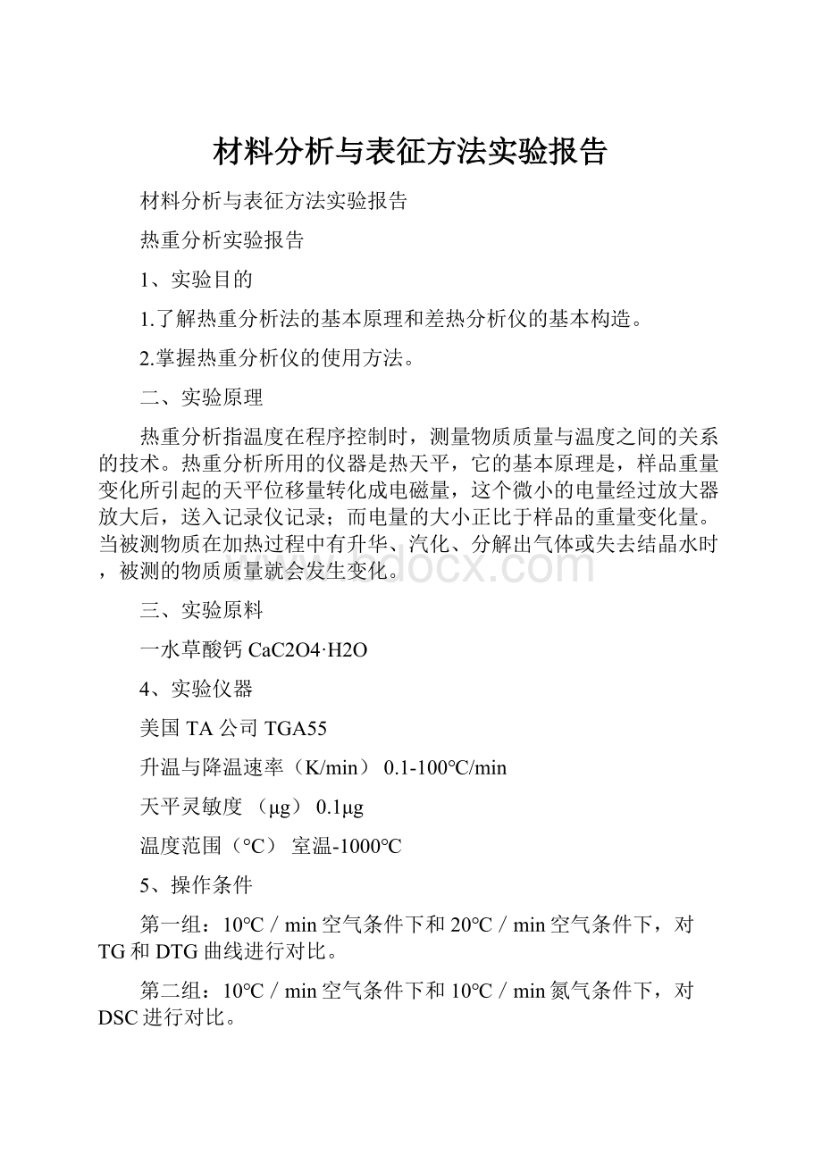 材料分析与表征方法实验报告.docx