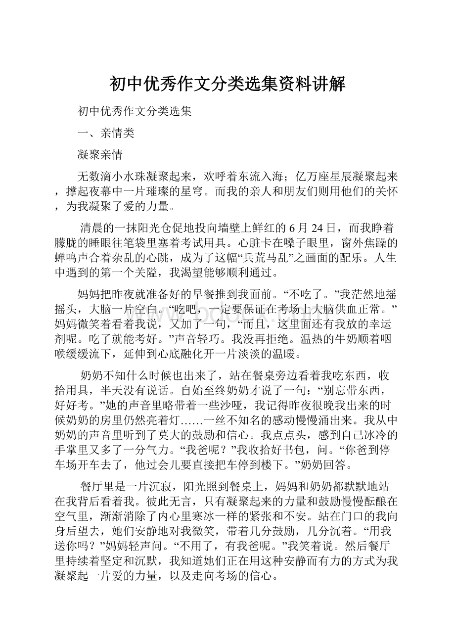 初中优秀作文分类选集资料讲解.docx