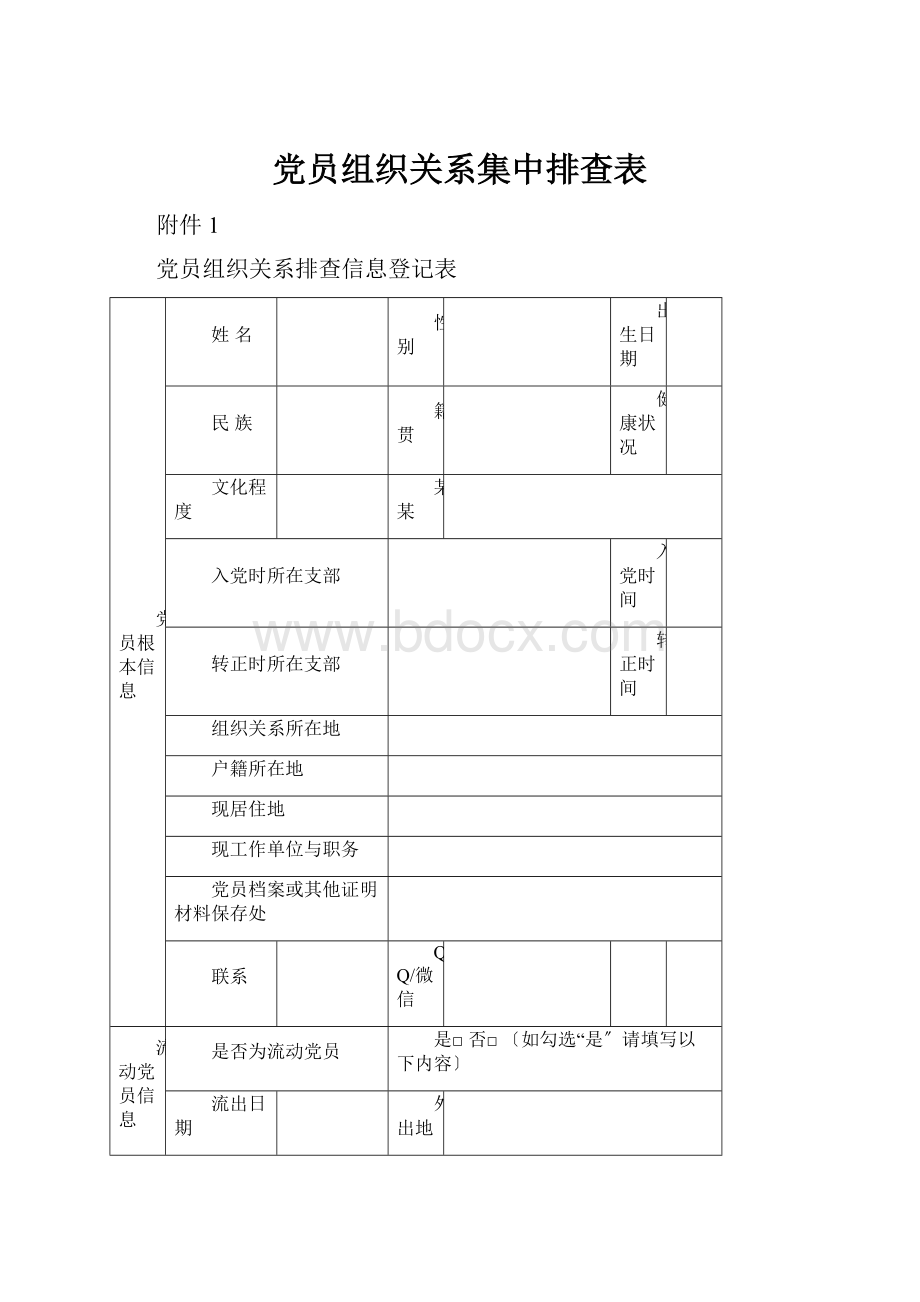 党员组织关系集中排查表.docx_第1页