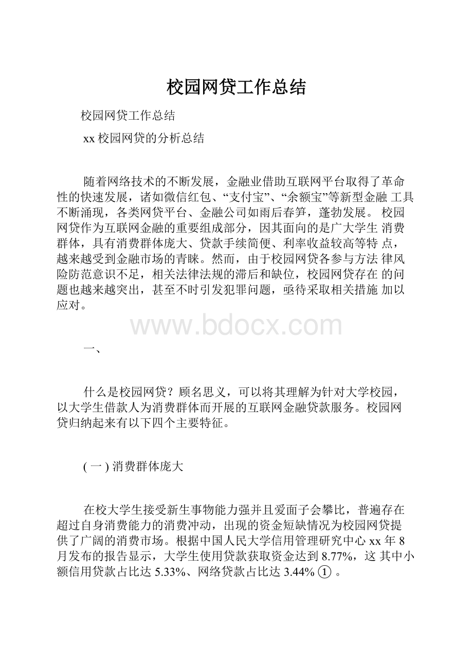 校园网贷工作总结.docx