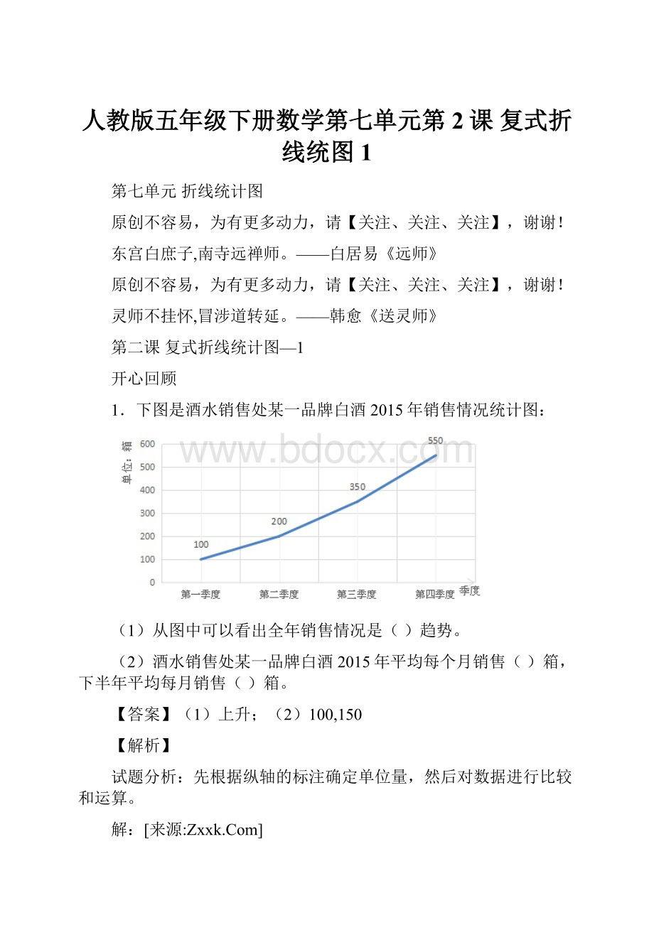 人教版五年级下册数学第七单元第2课 复式折线统图1.docx