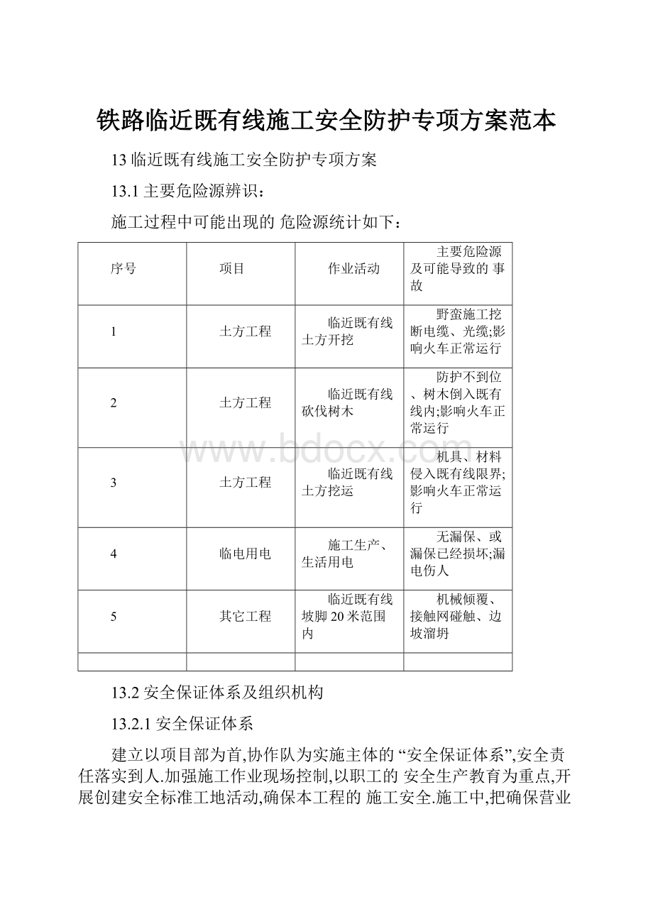 铁路临近既有线施工安全防护专项方案范本.docx