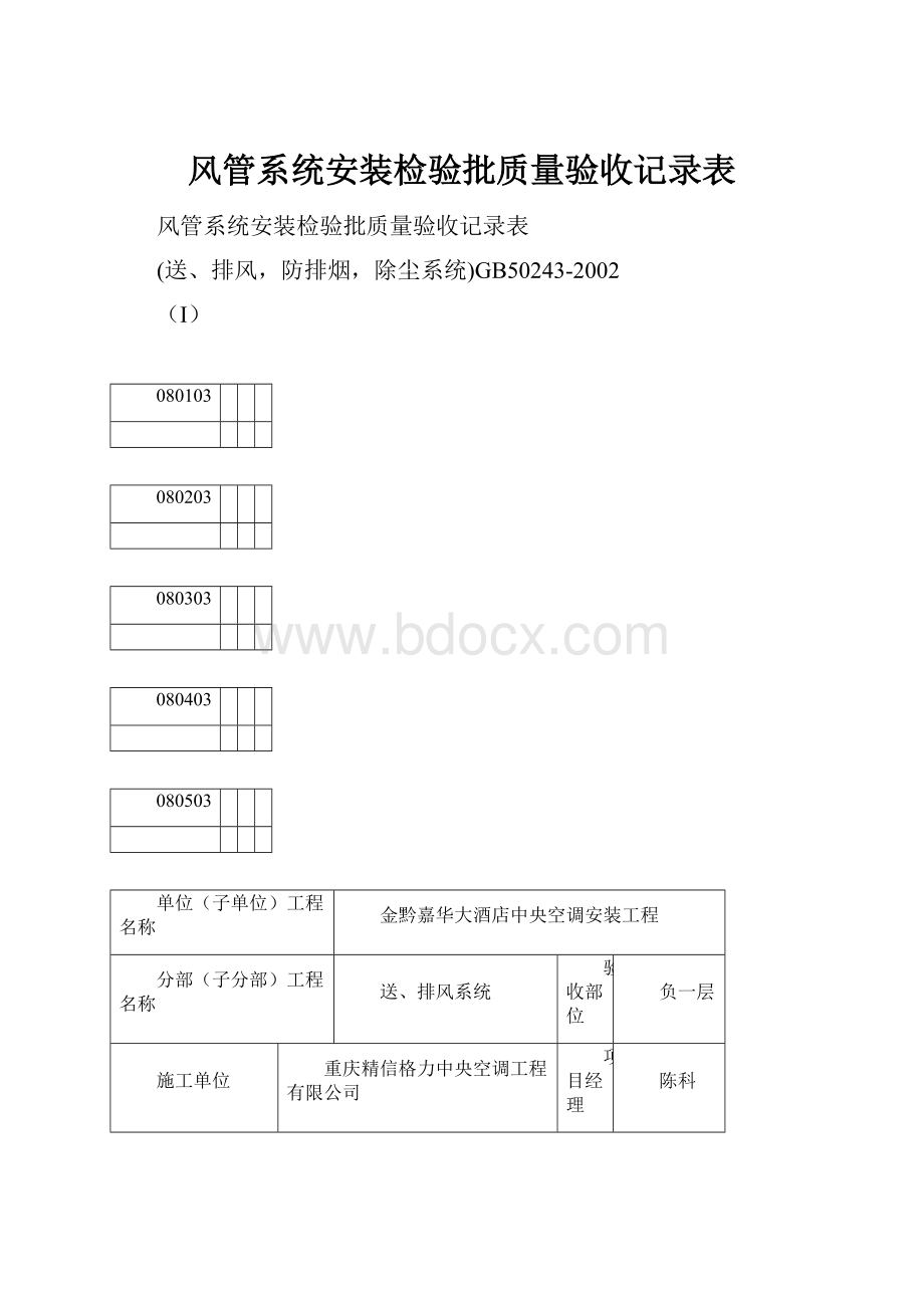 风管系统安装检验批质量验收记录表.docx