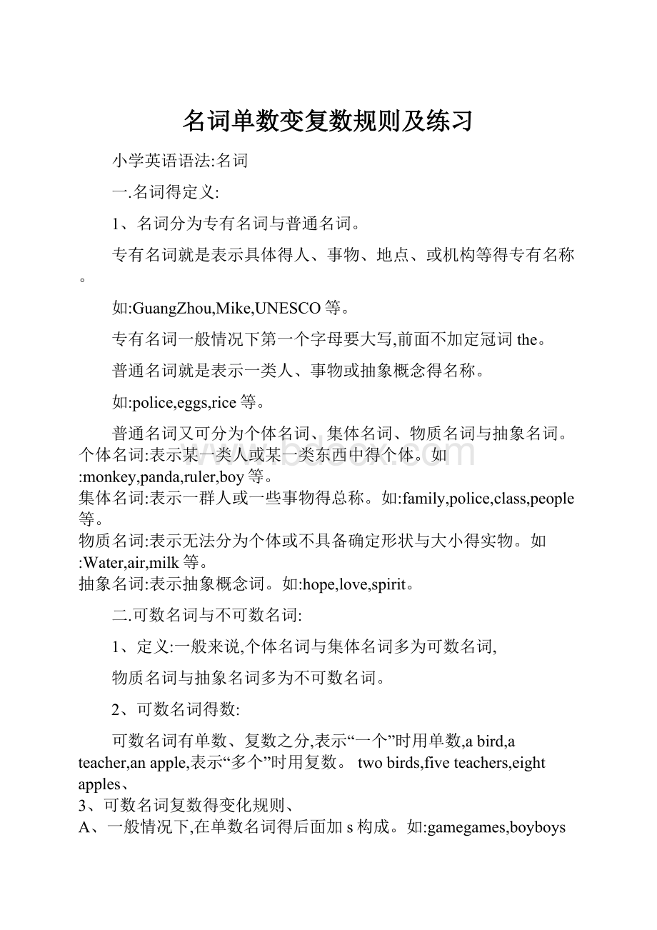 名词单数变复数规则及练习.docx_第1页