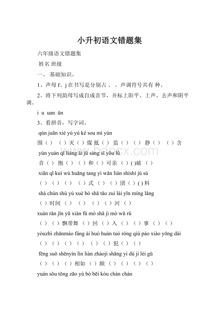 小升初语文错题集.docx_第1页