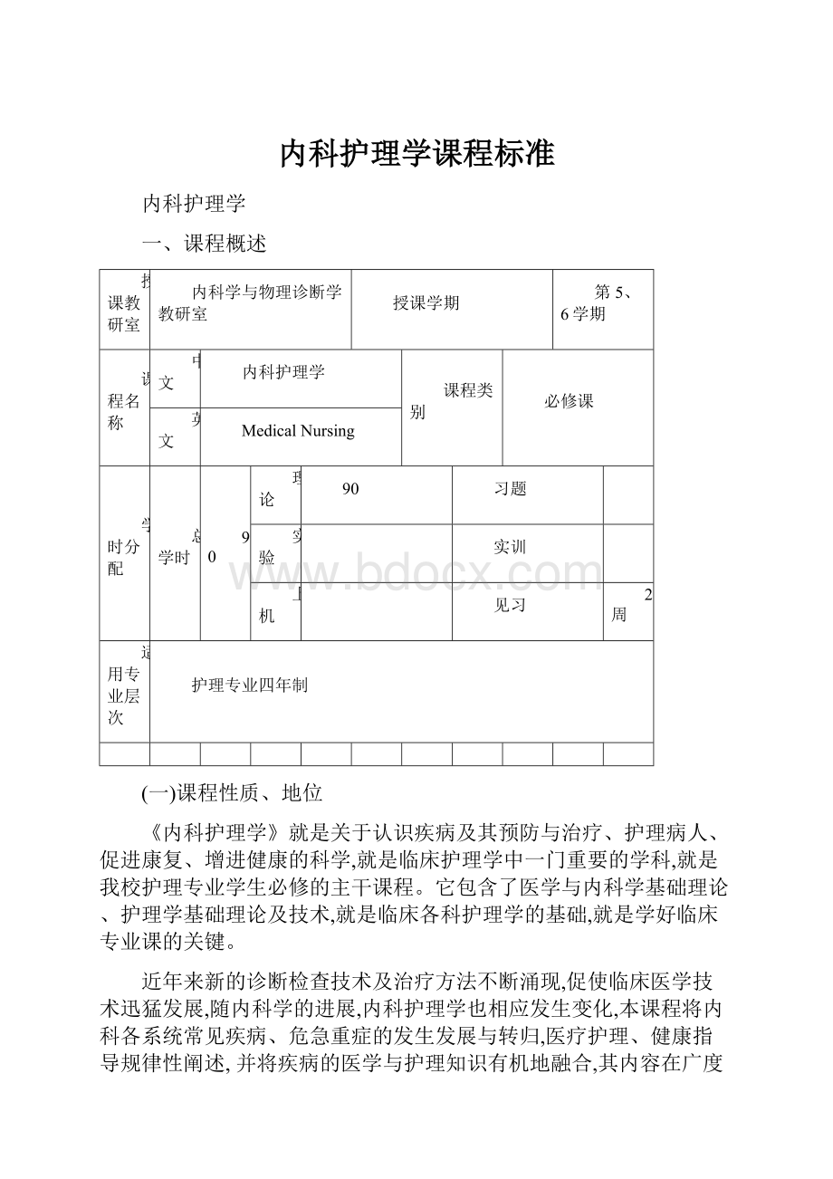 内科护理学课程标准.docx