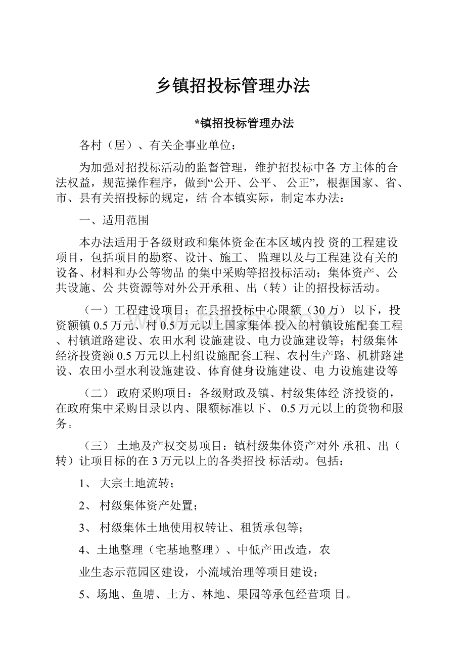 乡镇招投标管理办法.docx