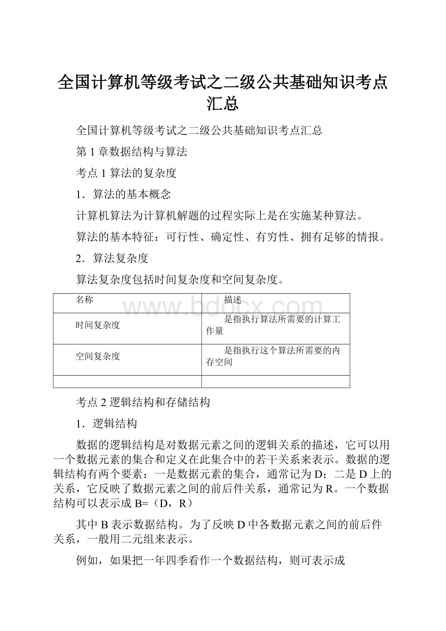 全国计算机等级考试之二级公共基础知识考点汇总.docx_第1页