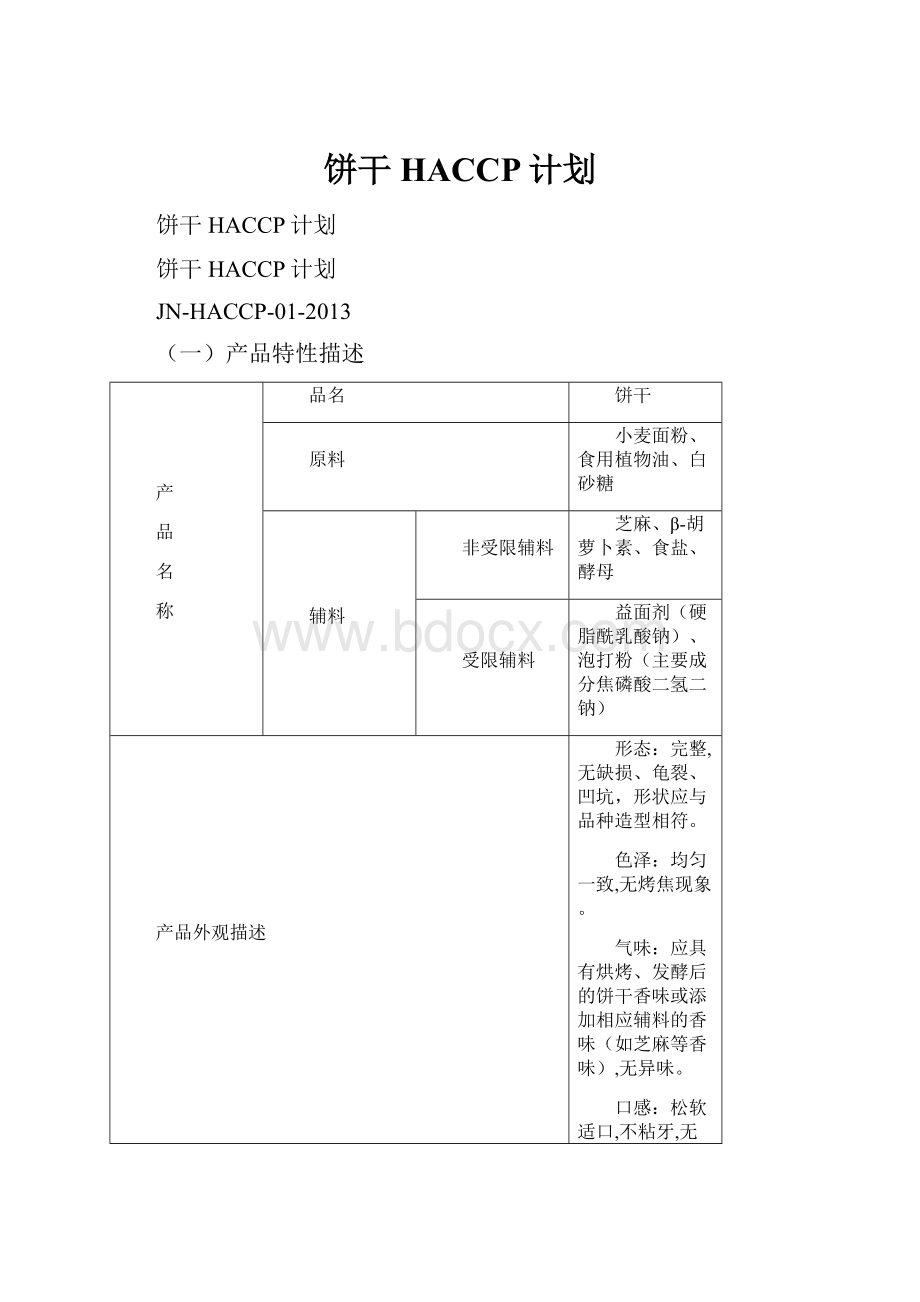 饼干HACCP计划.docx