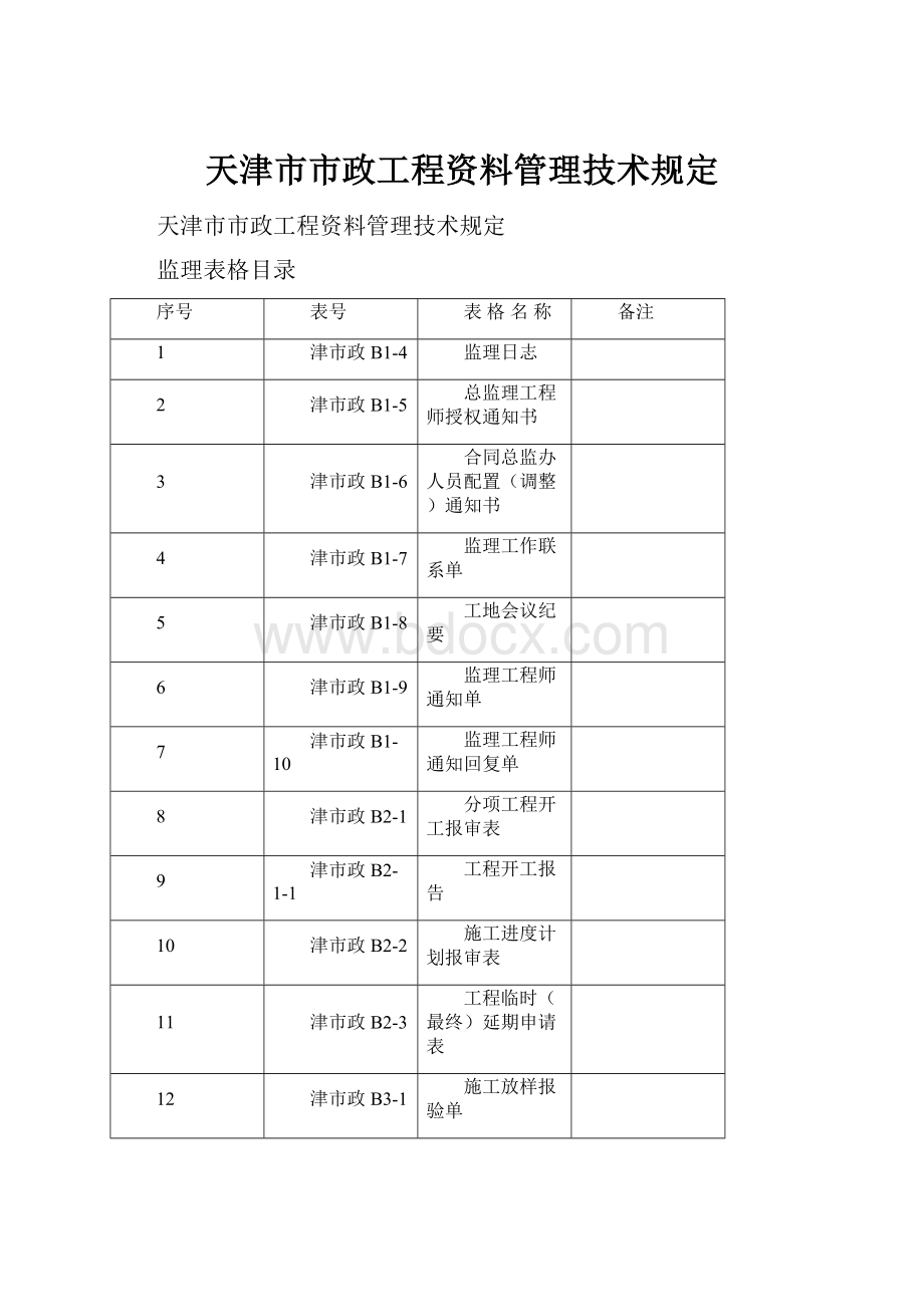 天津市市政工程资料管理技术规定.docx