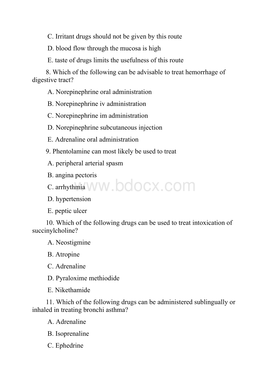 最新药理学英文习题教研室版.docx_第3页