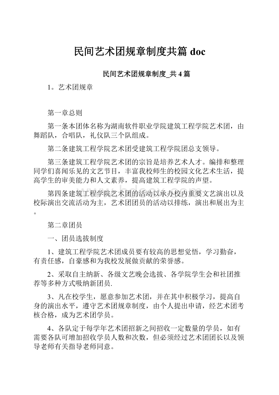 民间艺术团规章制度共篇doc.docx