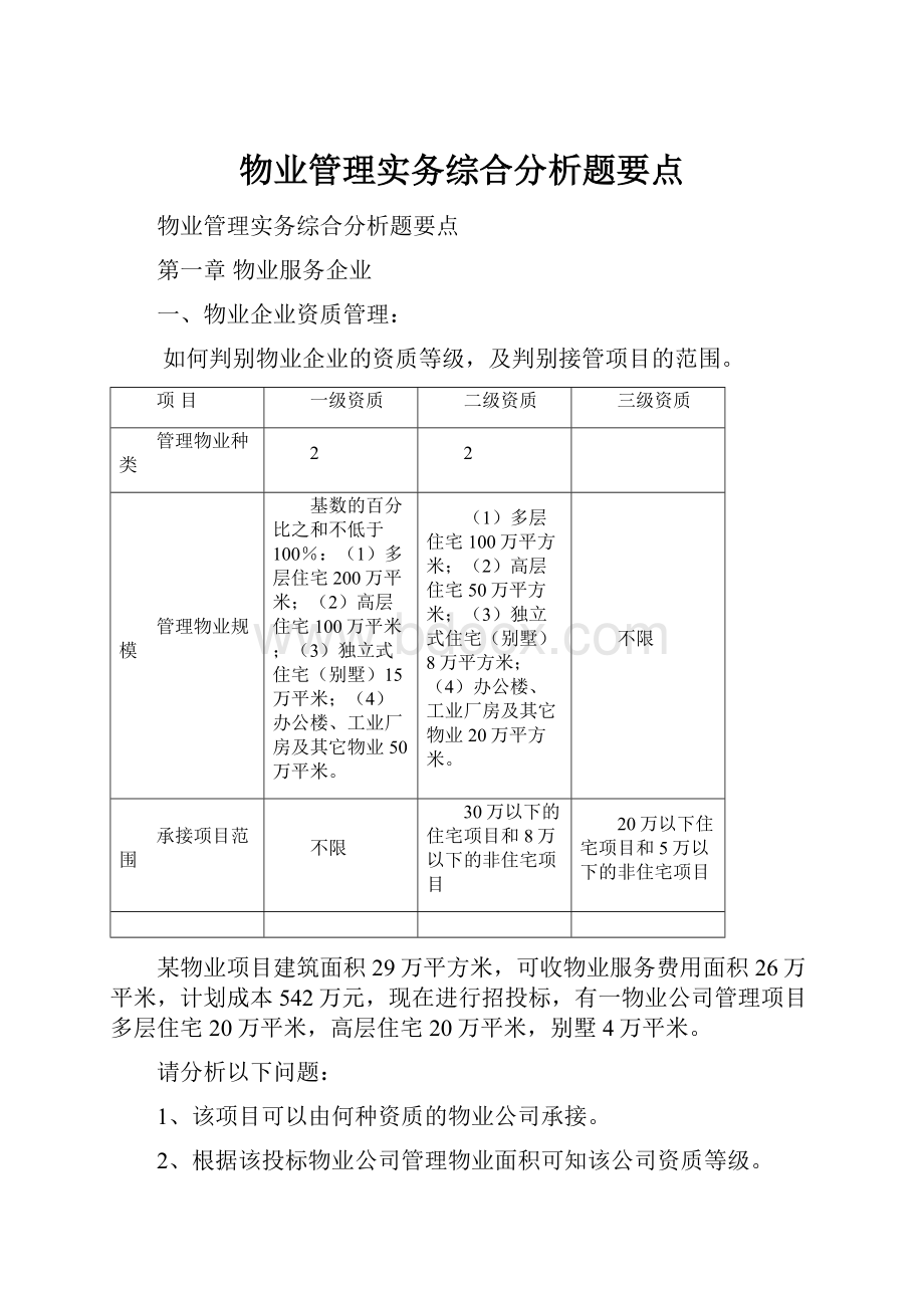 物业管理实务综合分析题要点.docx