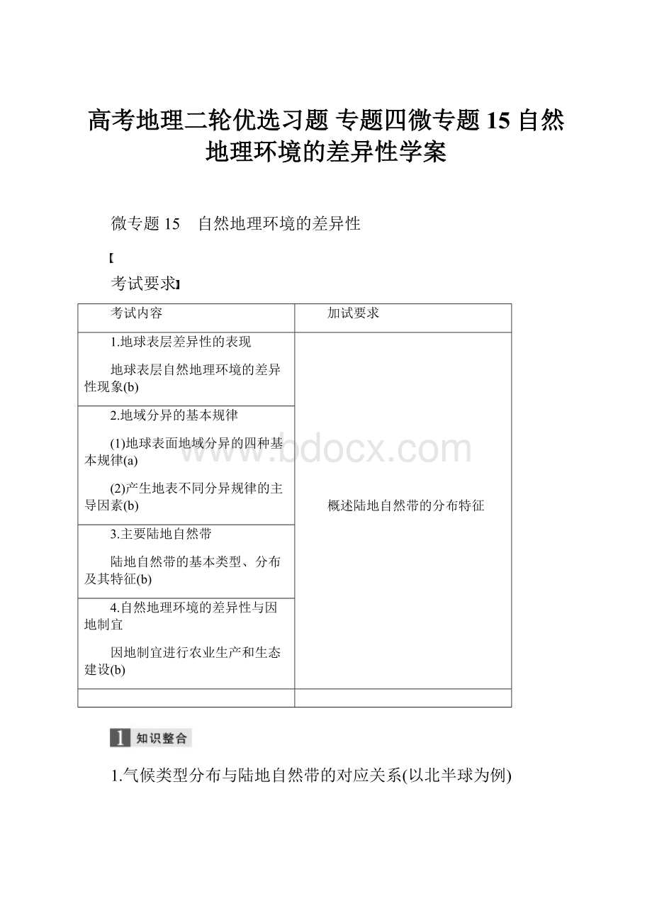 高考地理二轮优选习题 专题四微专题15 自然地理环境的差异性学案.docx_第1页