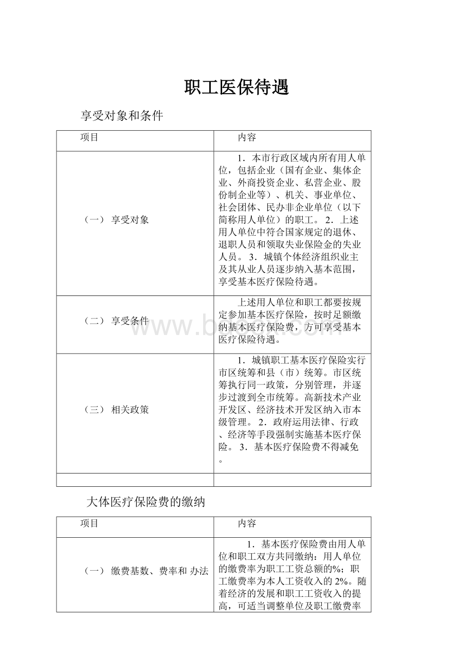 职工医保待遇.docx_第1页