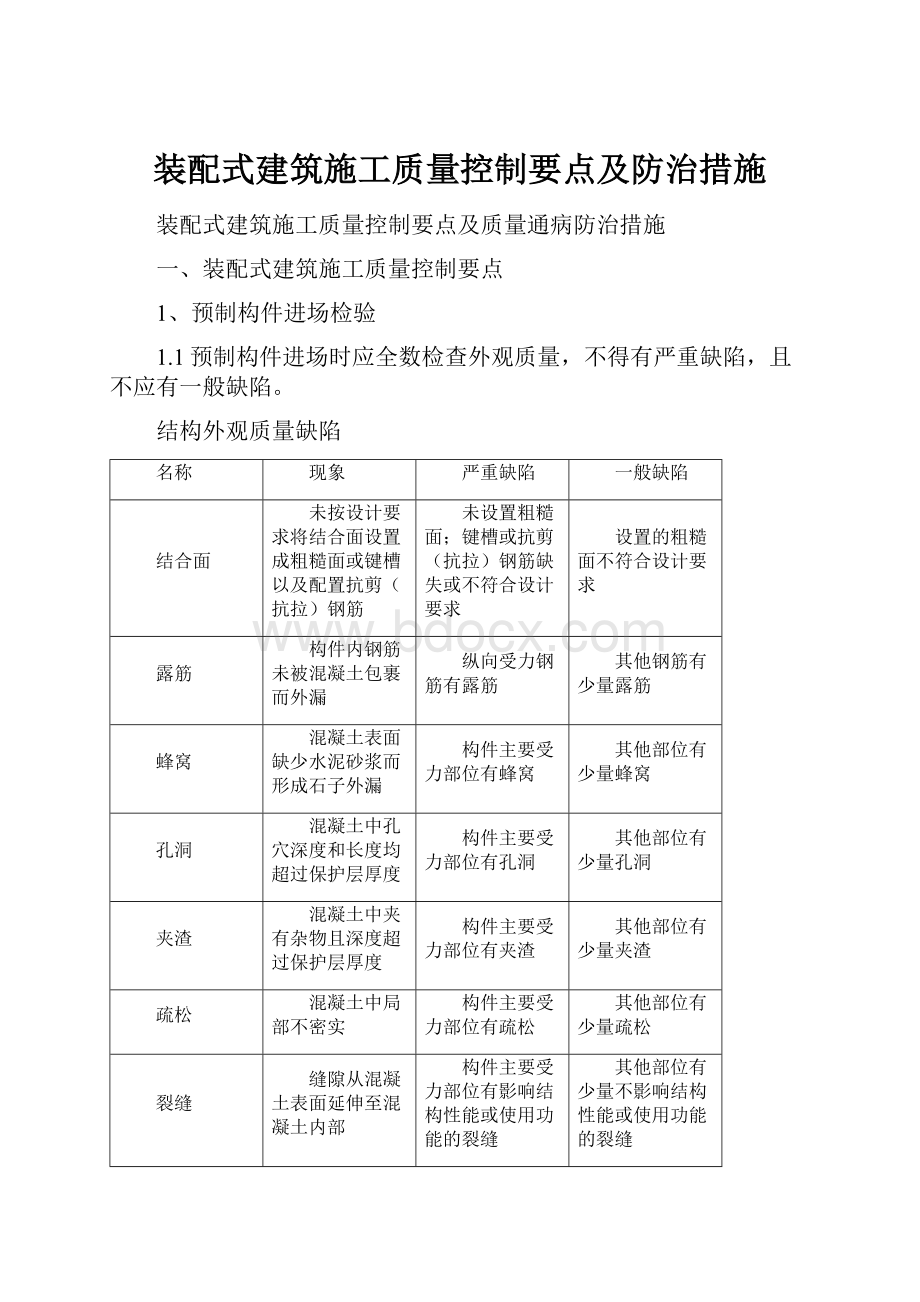 装配式建筑施工质量控制要点及防治措施.docx