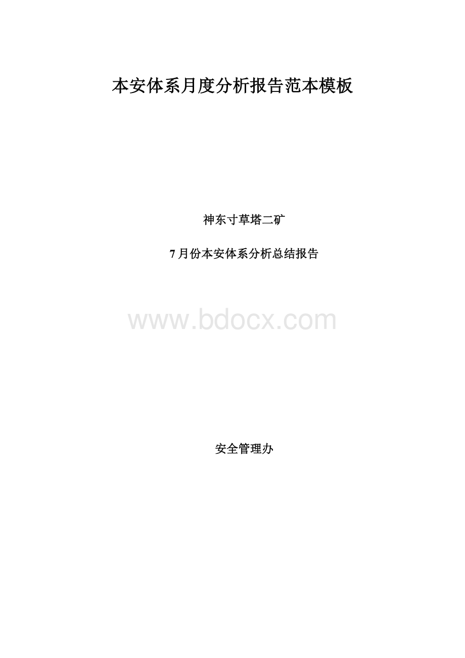 本安体系月度分析报告范本模板.docx