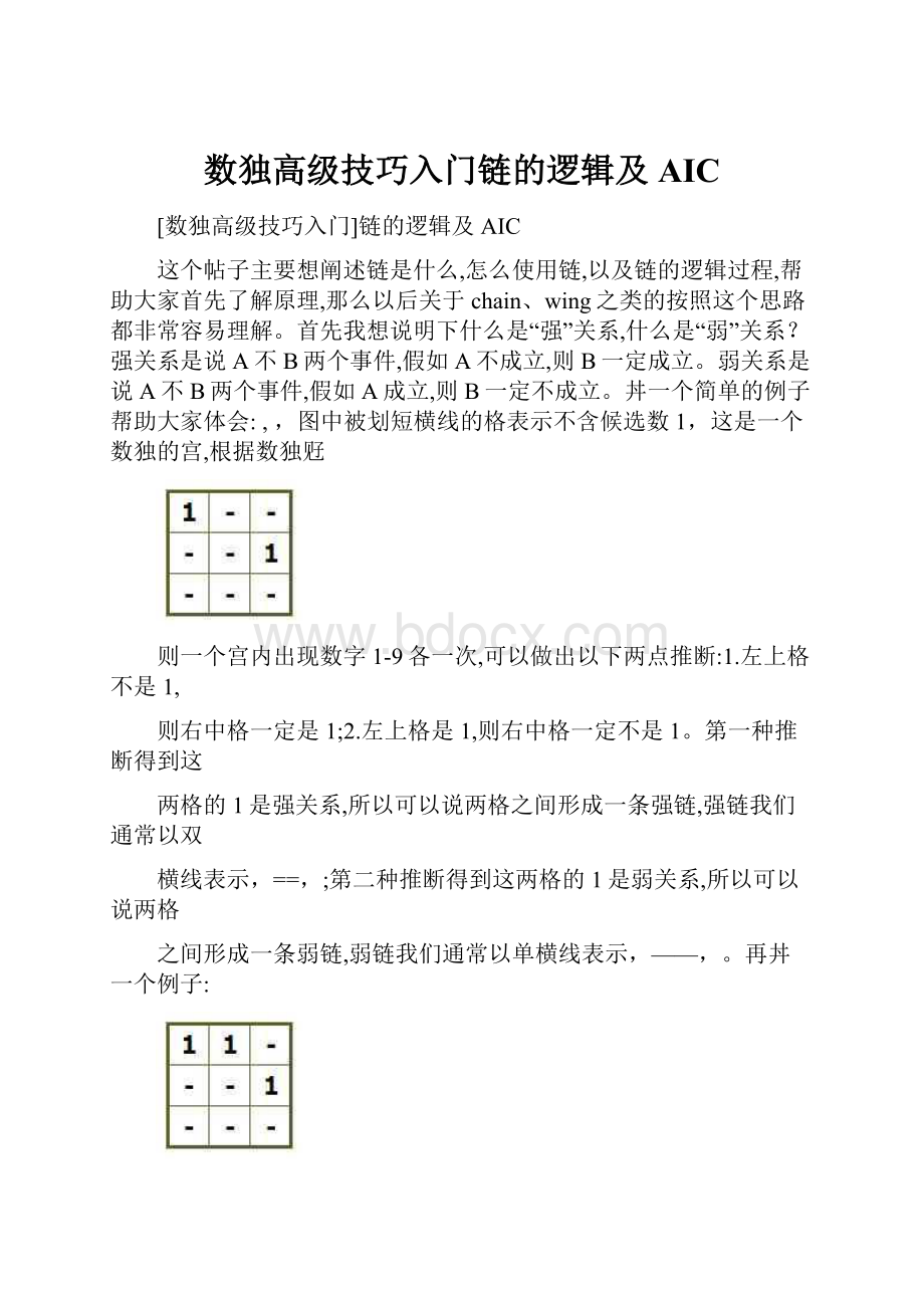 数独高级技巧入门链的逻辑及AIC.docx