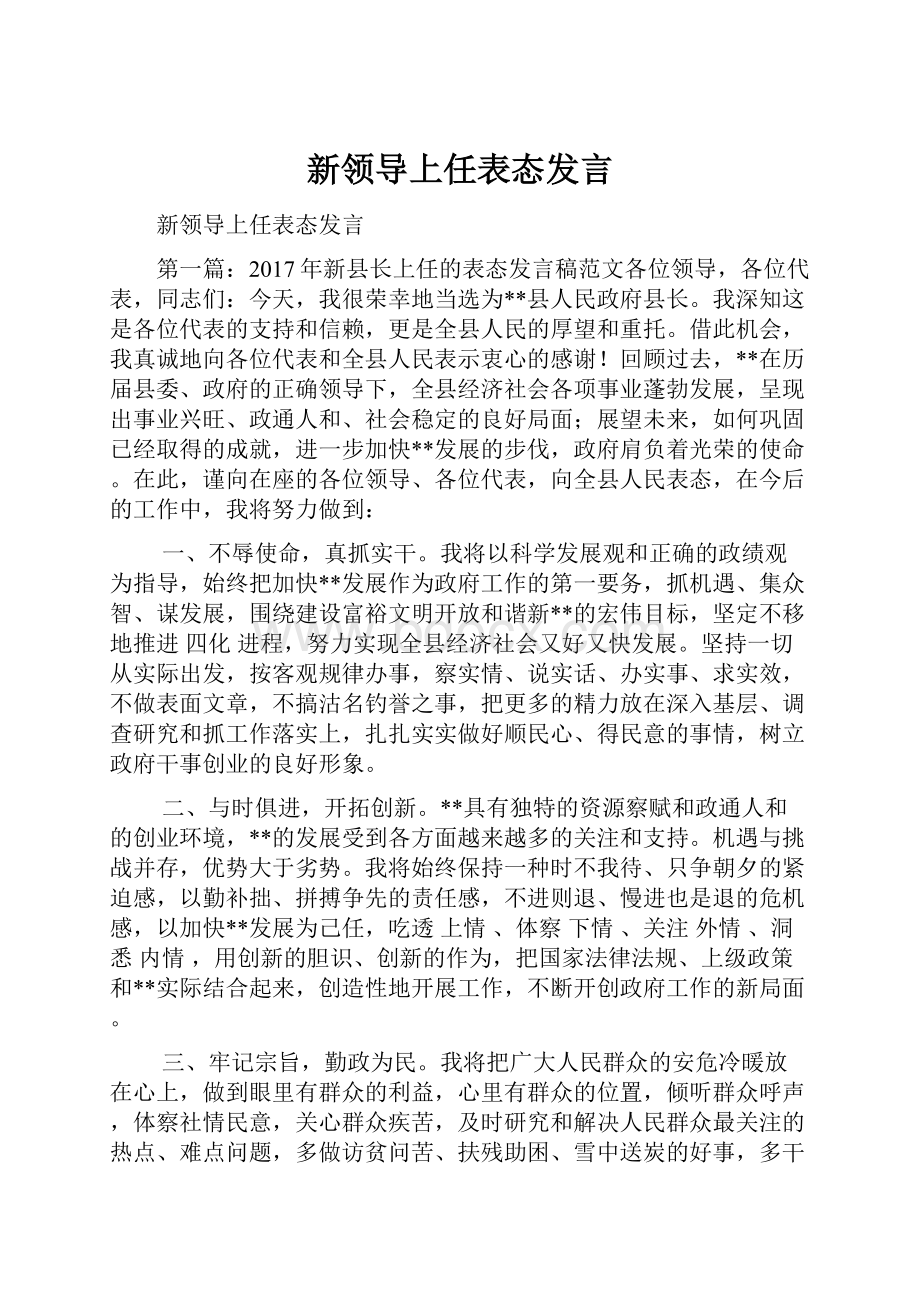 新领导上任表态发言.docx