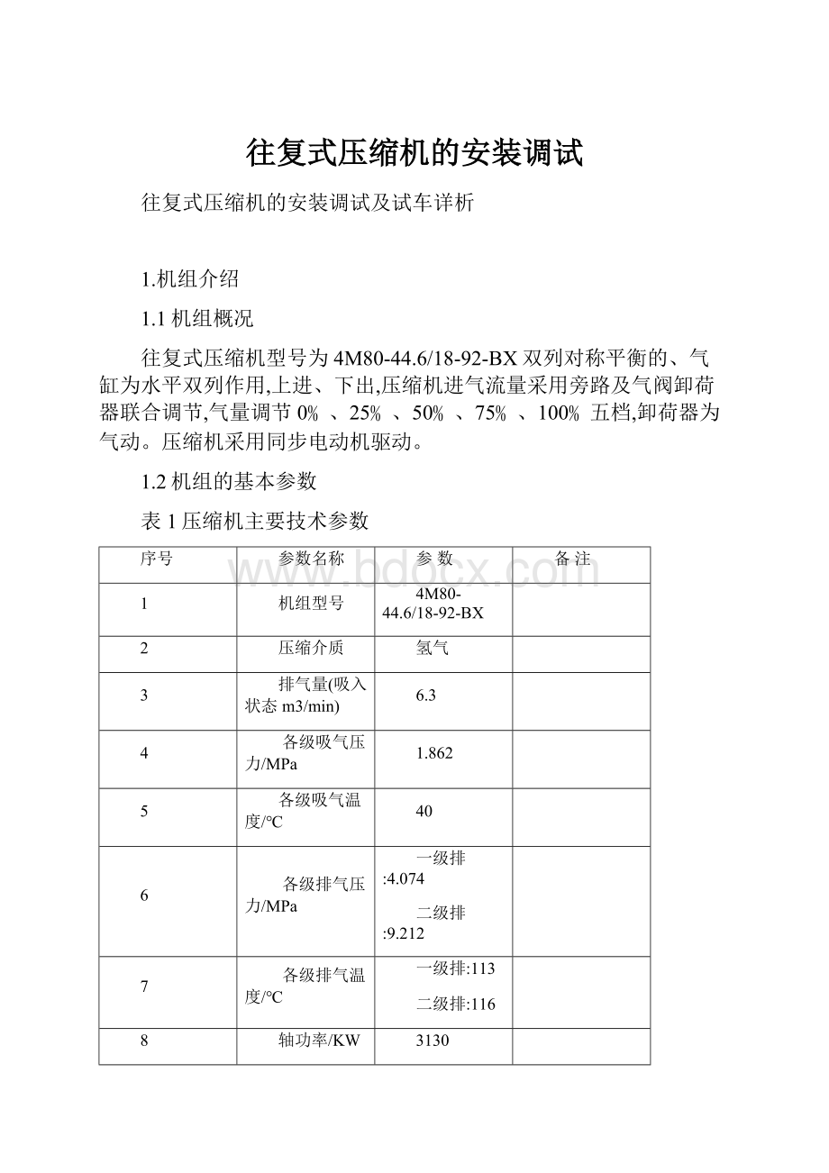 往复式压缩机的安装调试.docx_第1页