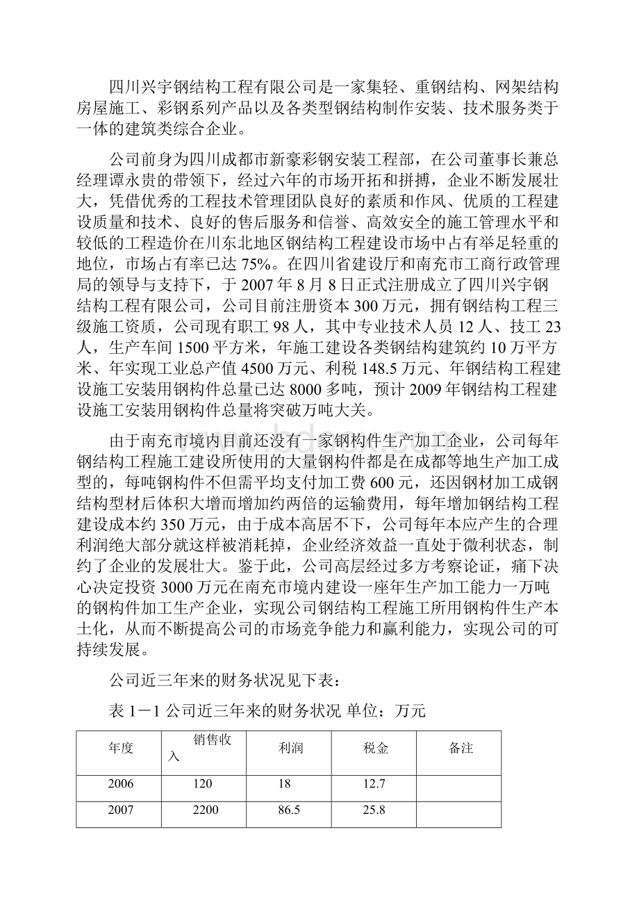 年产一万吨钢构件加工生产项目可行性研究报告1.docx_第2页