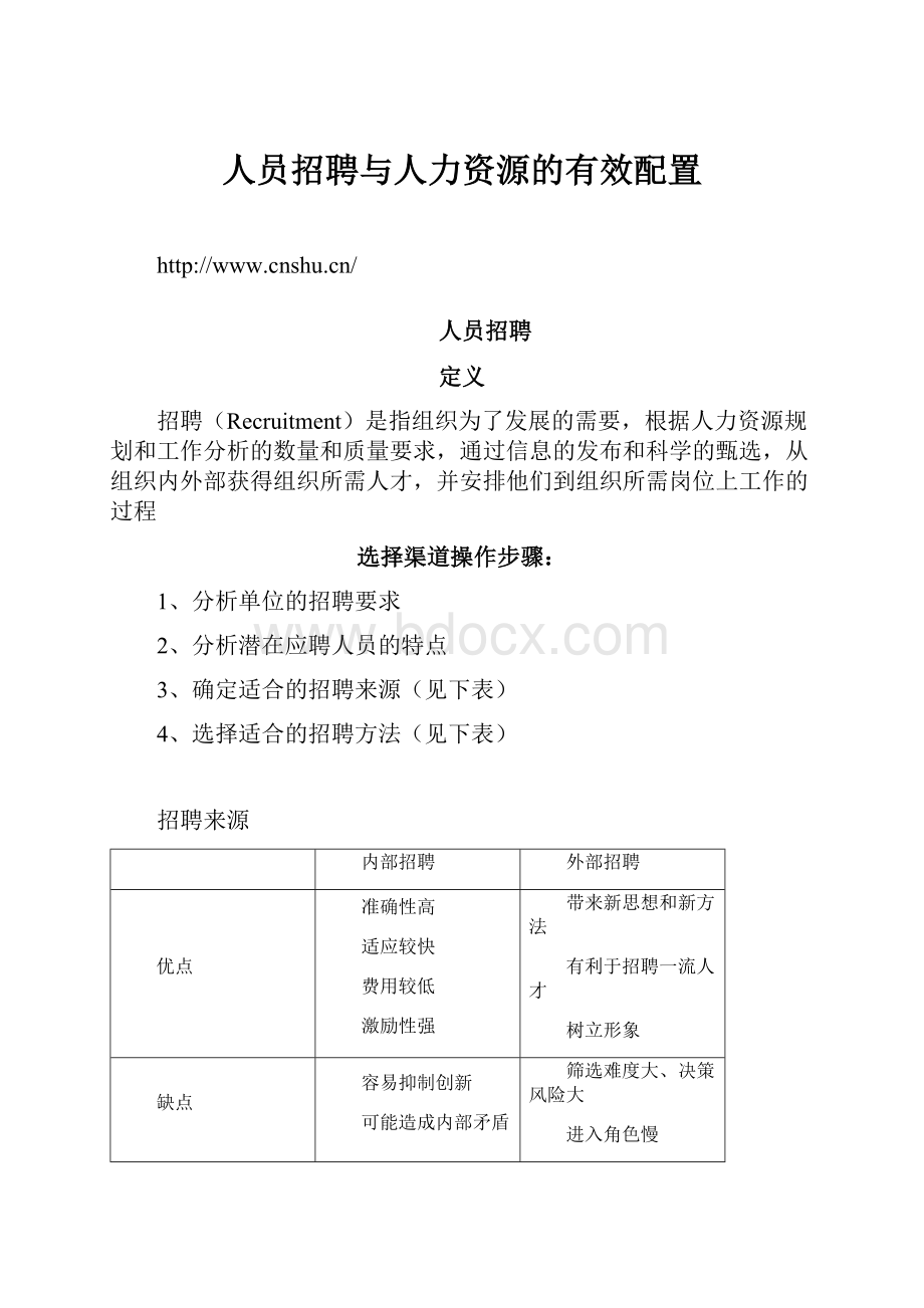 人员招聘与人力资源的有效配置.docx