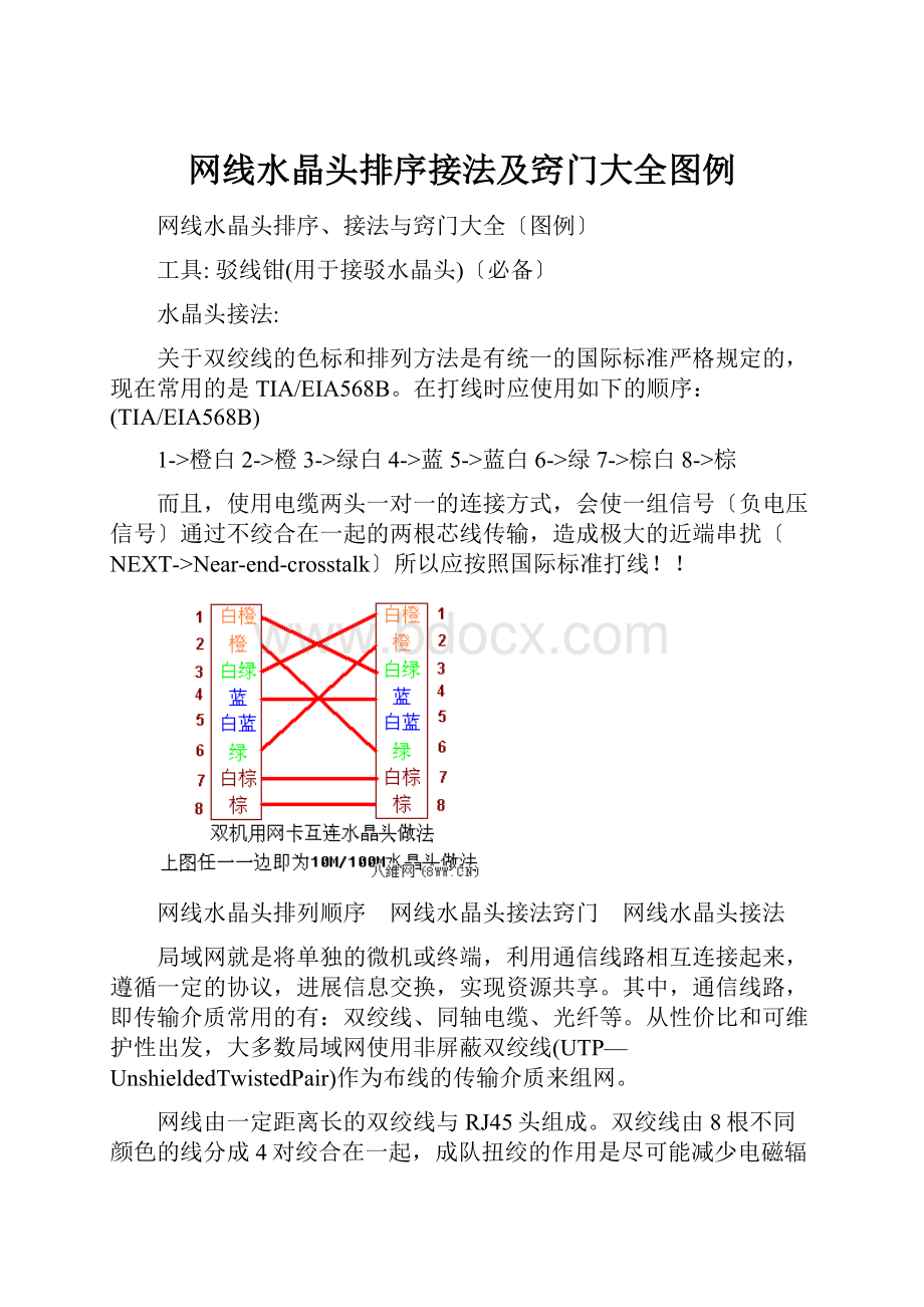 网线水晶头排序接法及窍门大全图例.docx_第1页