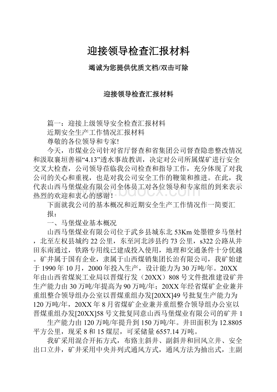 迎接领导检查汇报材料.docx